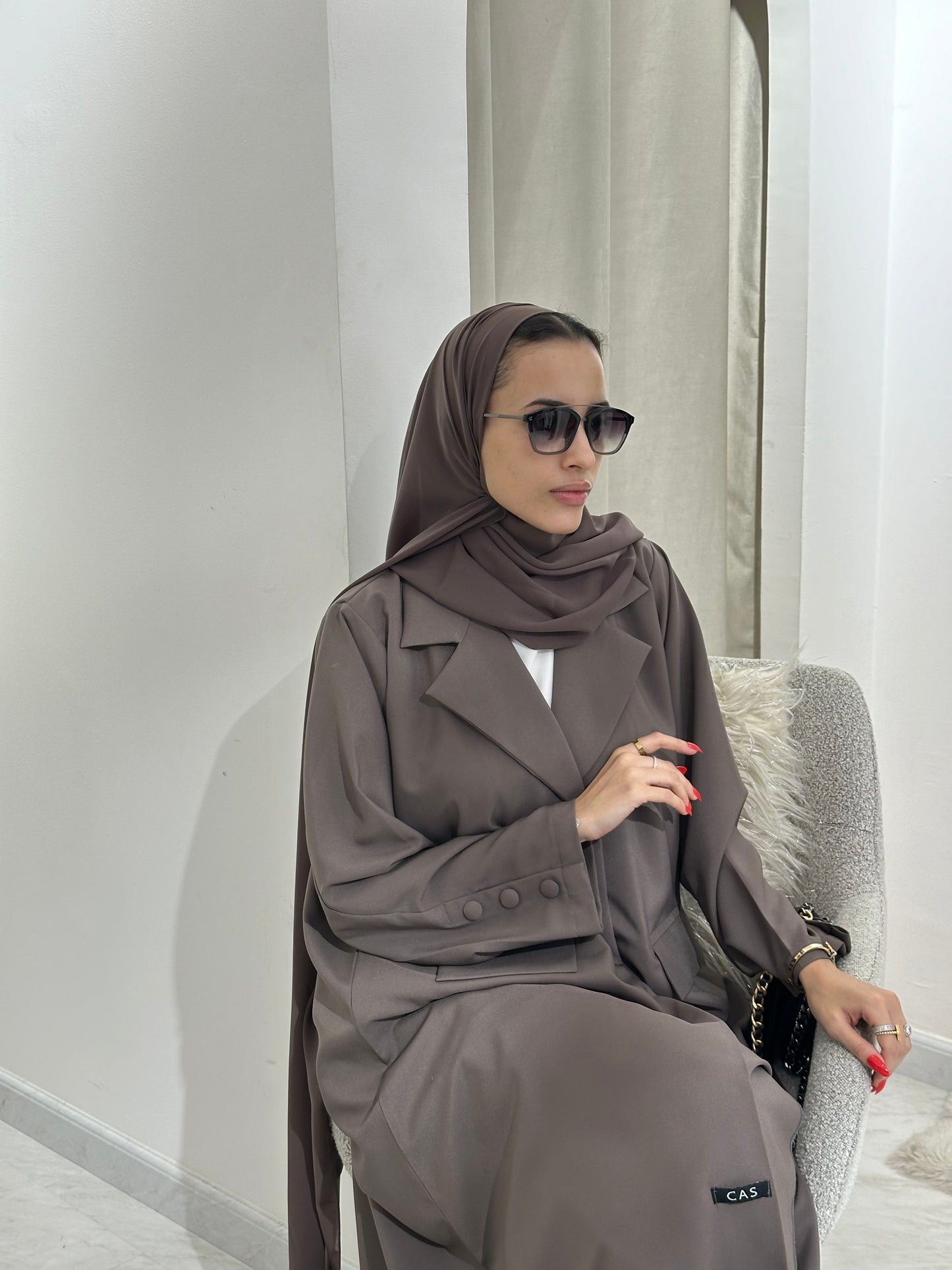 C 0365 Chocolate Brown Coat Abaya