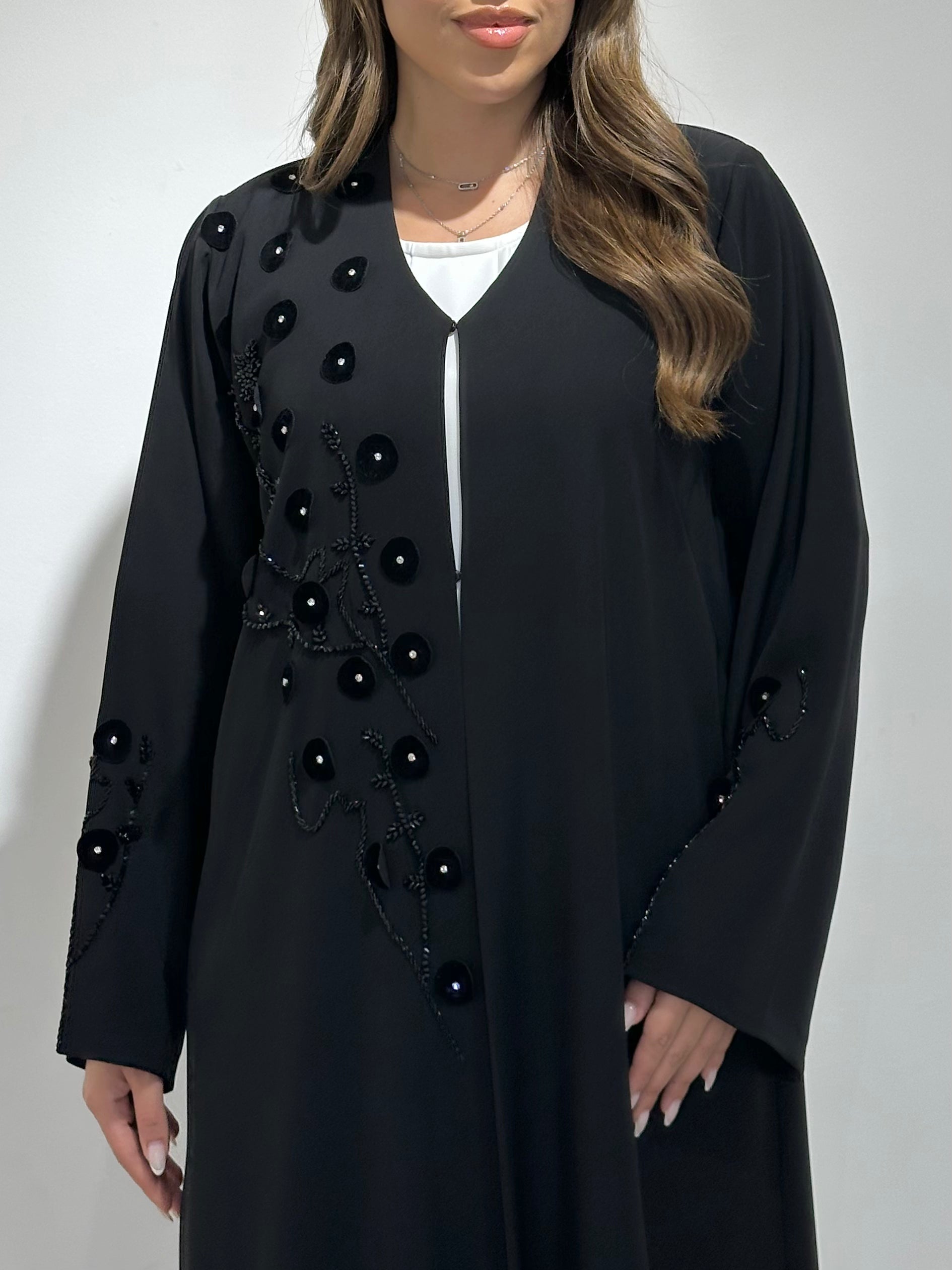 C 1572 Black Beaded Abaya