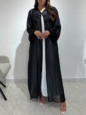 C 1574 Black Chiffon Beaded Abaya