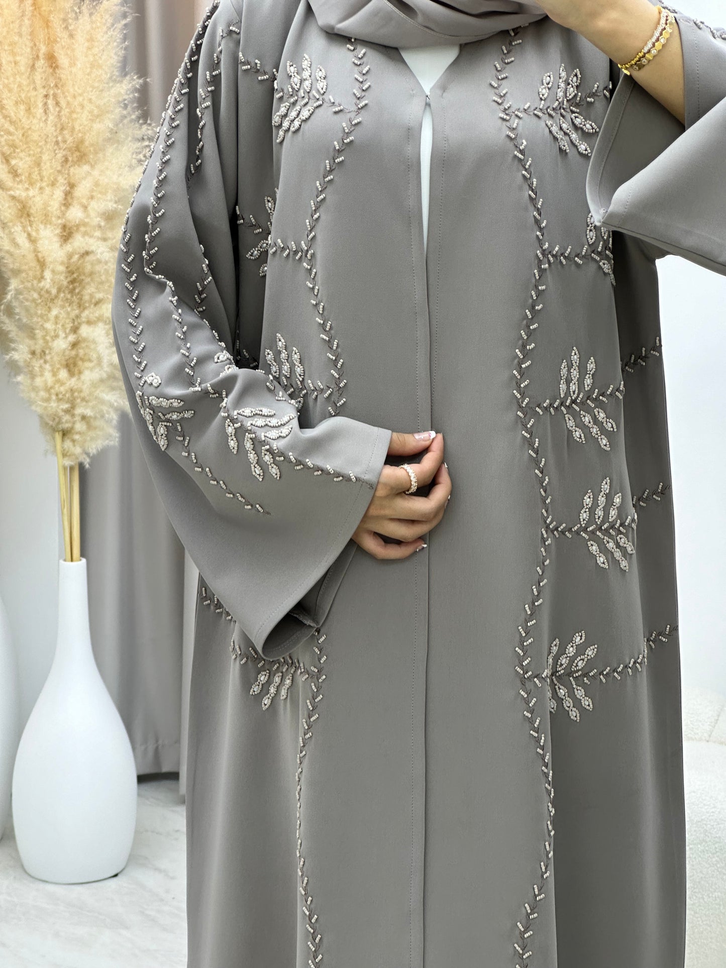 C 0177 Beaded Nude Abaya