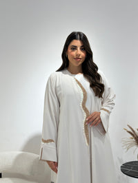 C 1343 Ivory Beaded Abaya - XS / 49