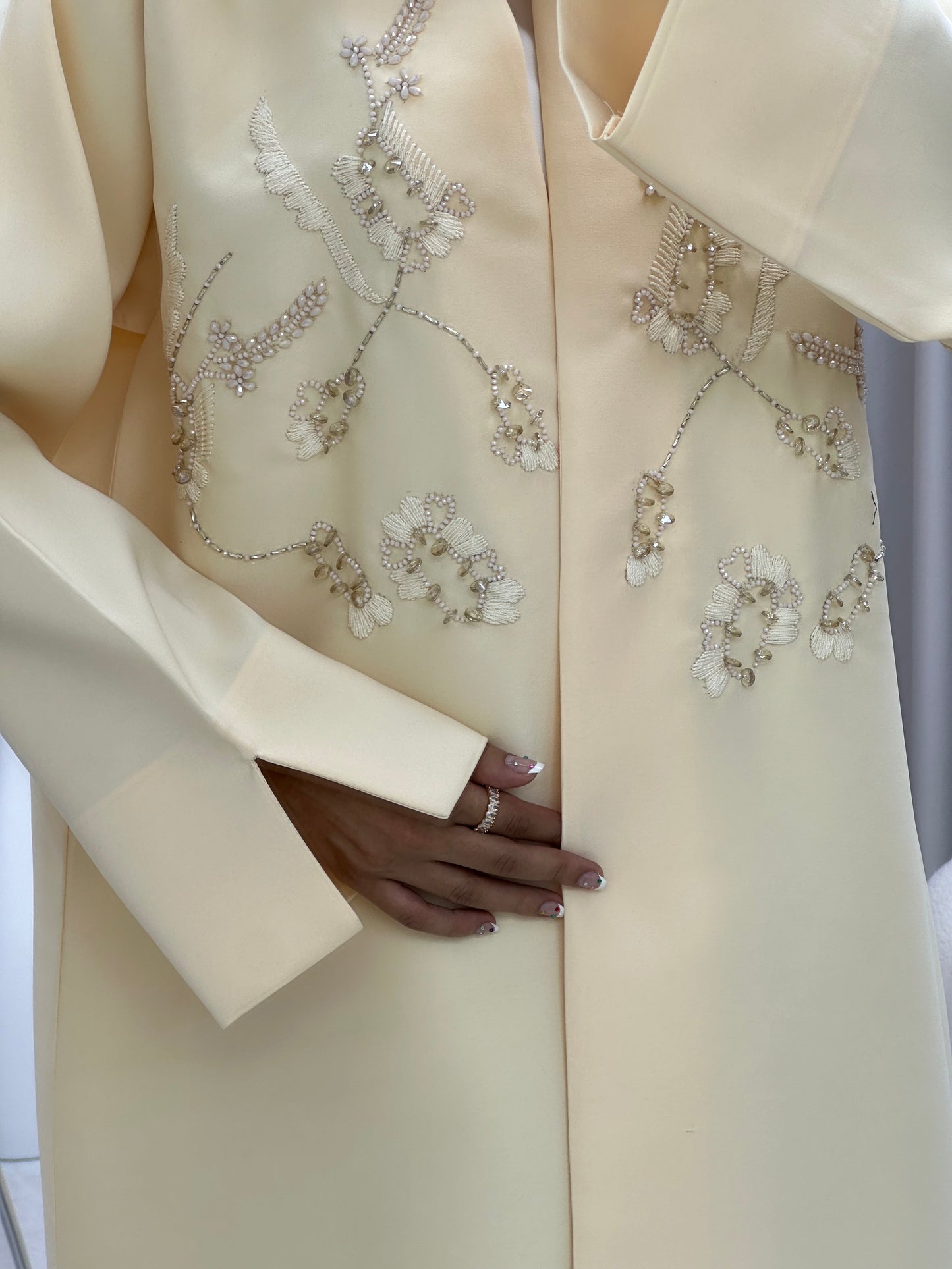 C 0176 Beaded Cream Abaya