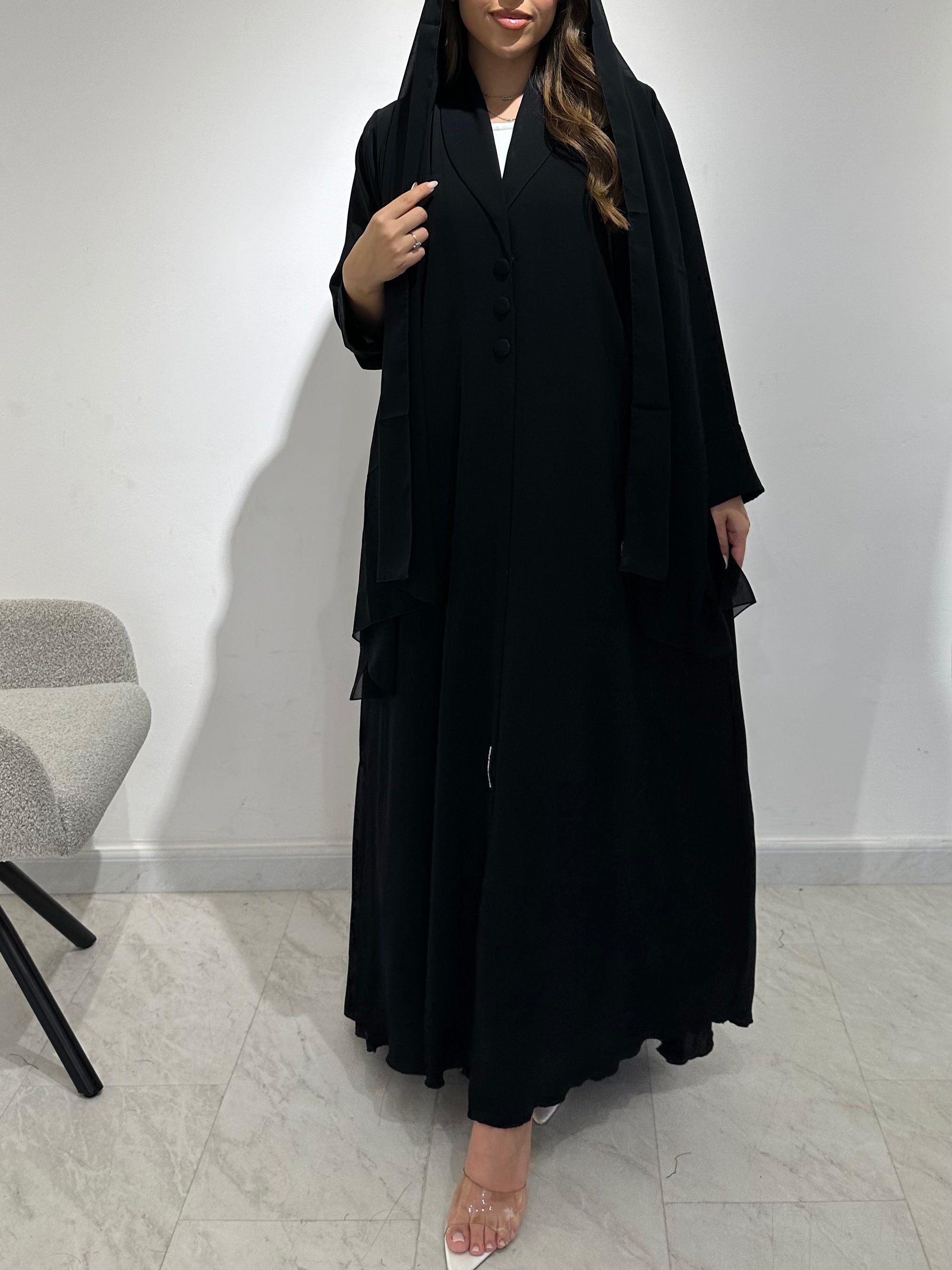 C 1576 Black Pleated Abaya