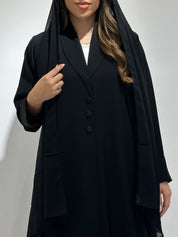 C 1576 Black Pleated Abaya