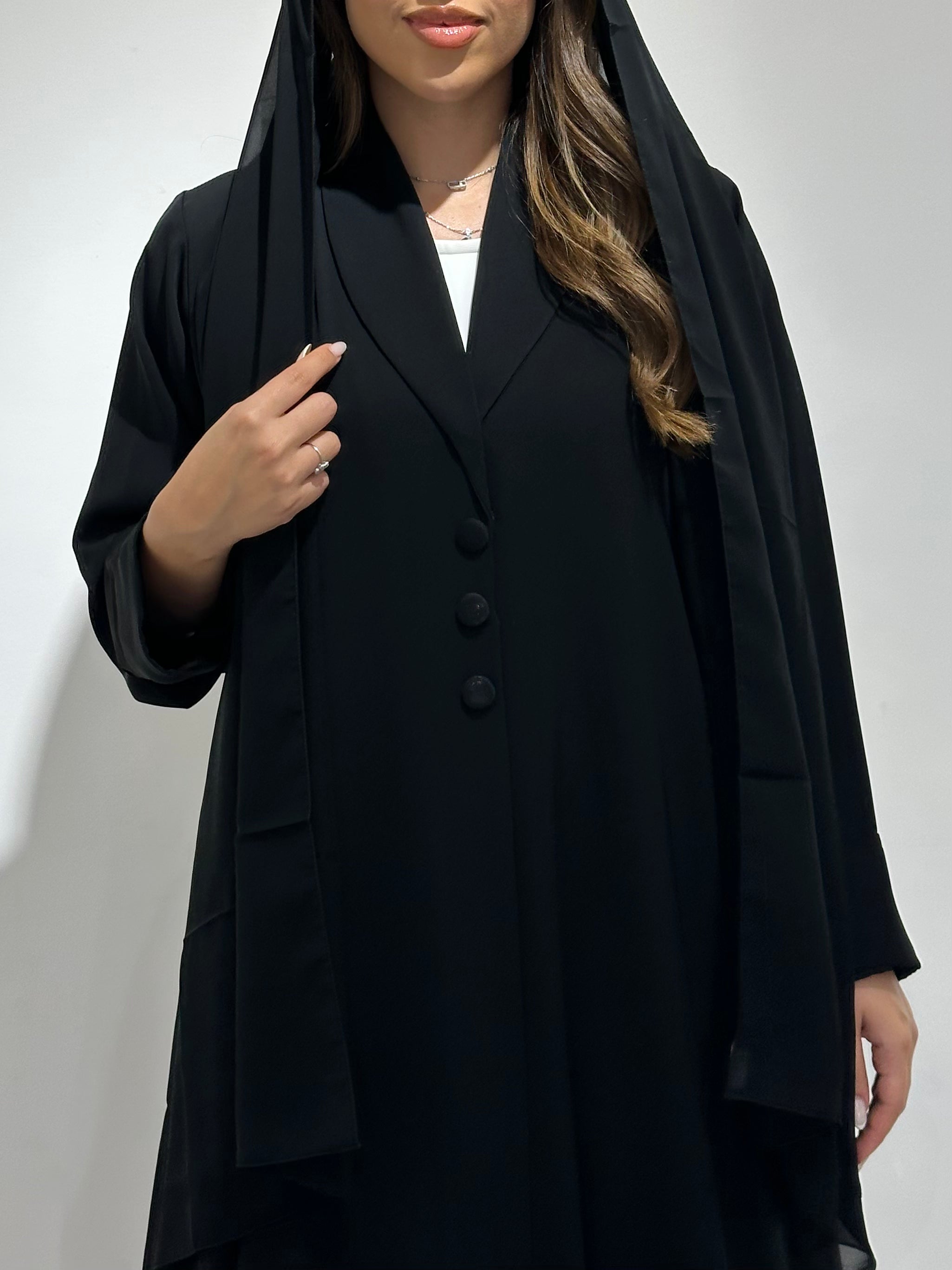 C 1576 Black Pleated Abaya