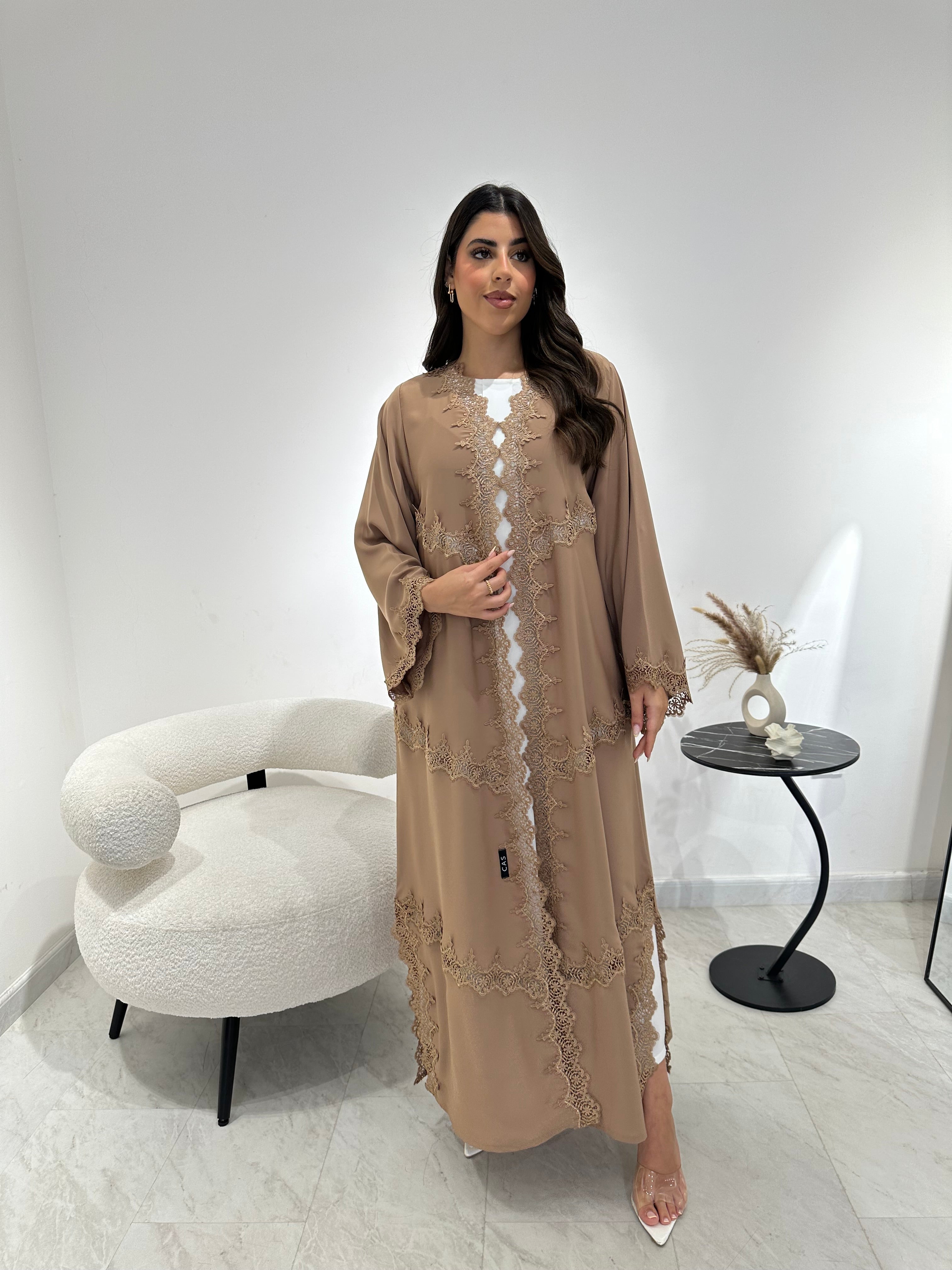 C 1344 Camel Lace abaya