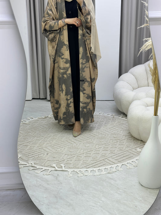 C Shimmer Beige Bisht Abaya