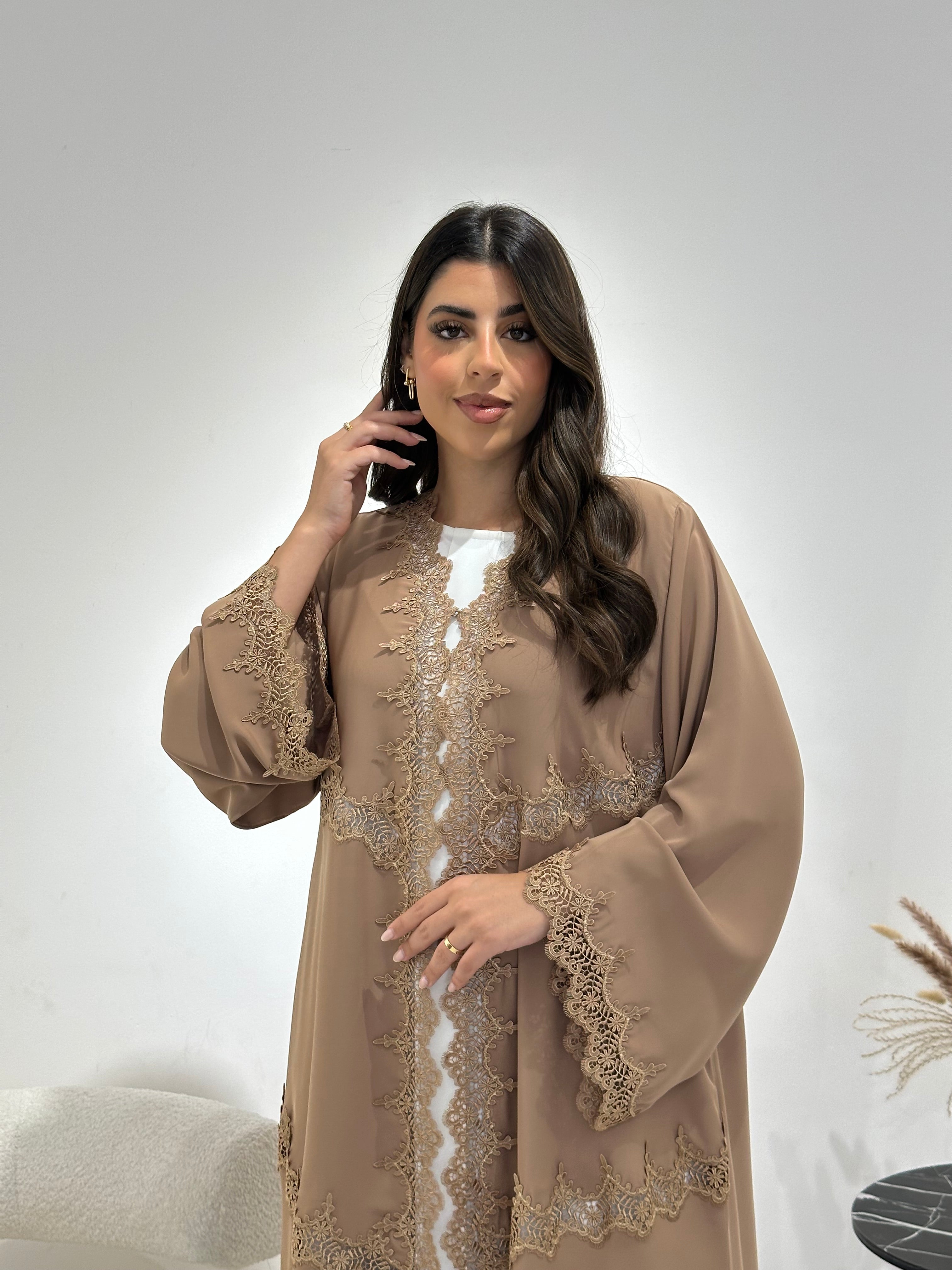 C 1344 Camel Lace abaya