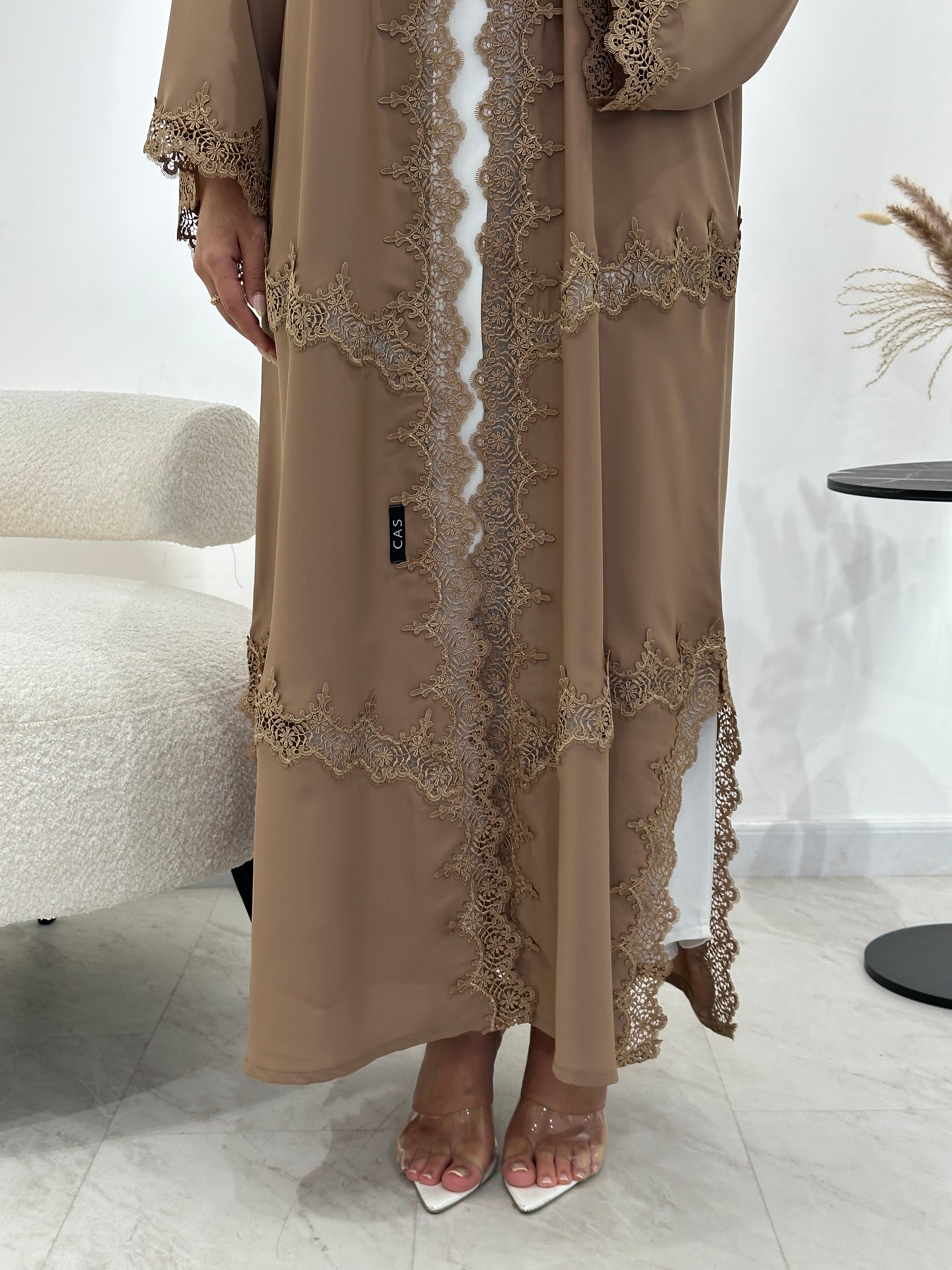 C 1344 Camel Lace abaya