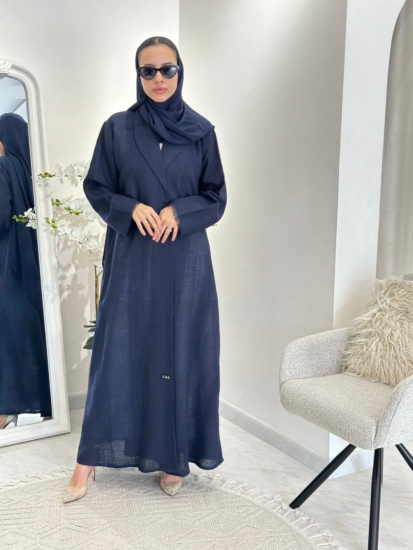 C 0368-03 Navy Blue Coat Abaya