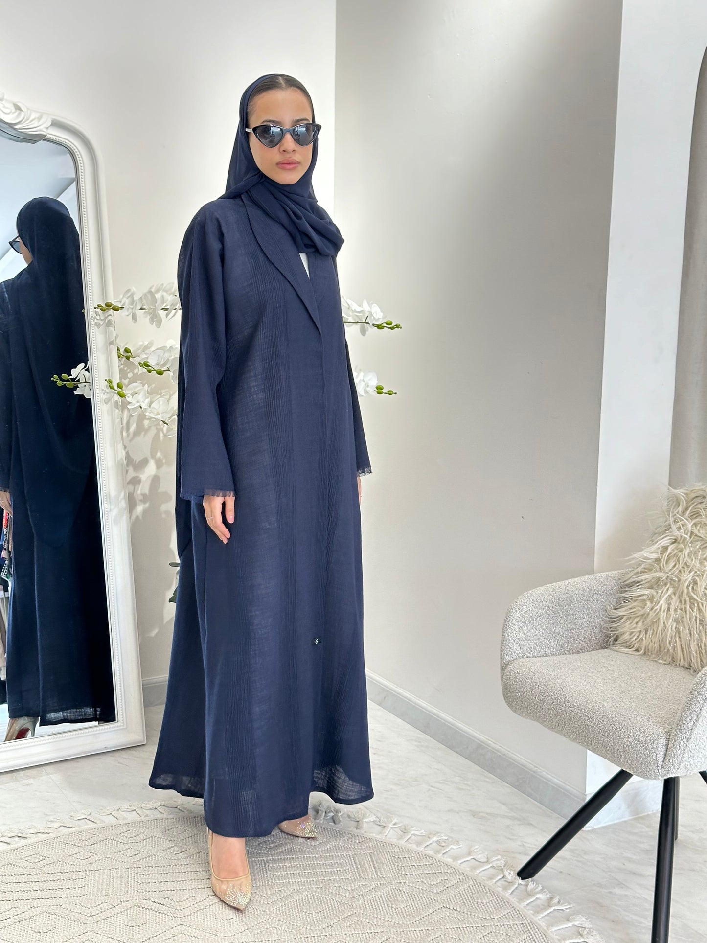 C 0368-03 Navy Blue Coat Abaya