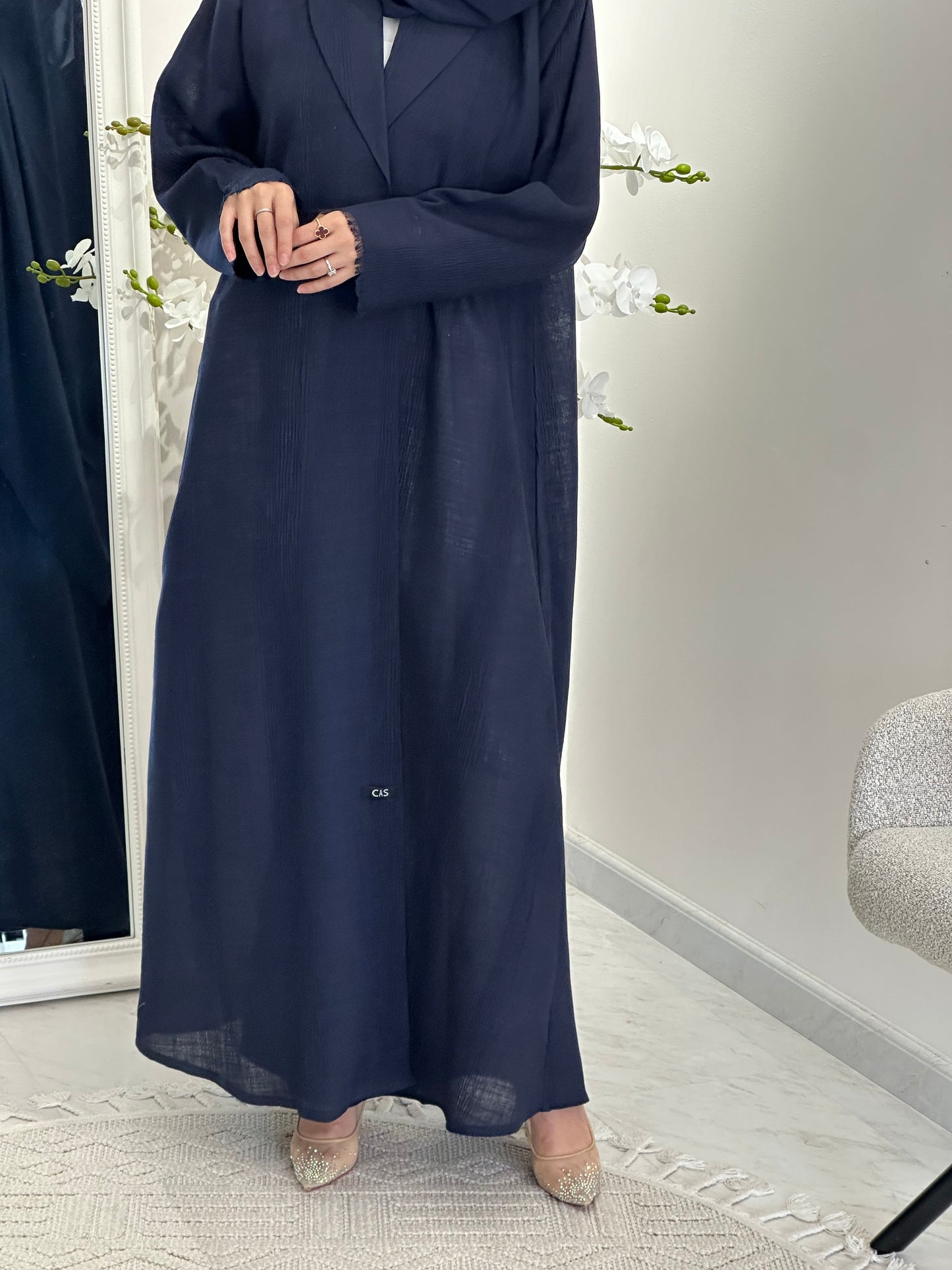 C 0368-03 Navy Blue Coat Abaya