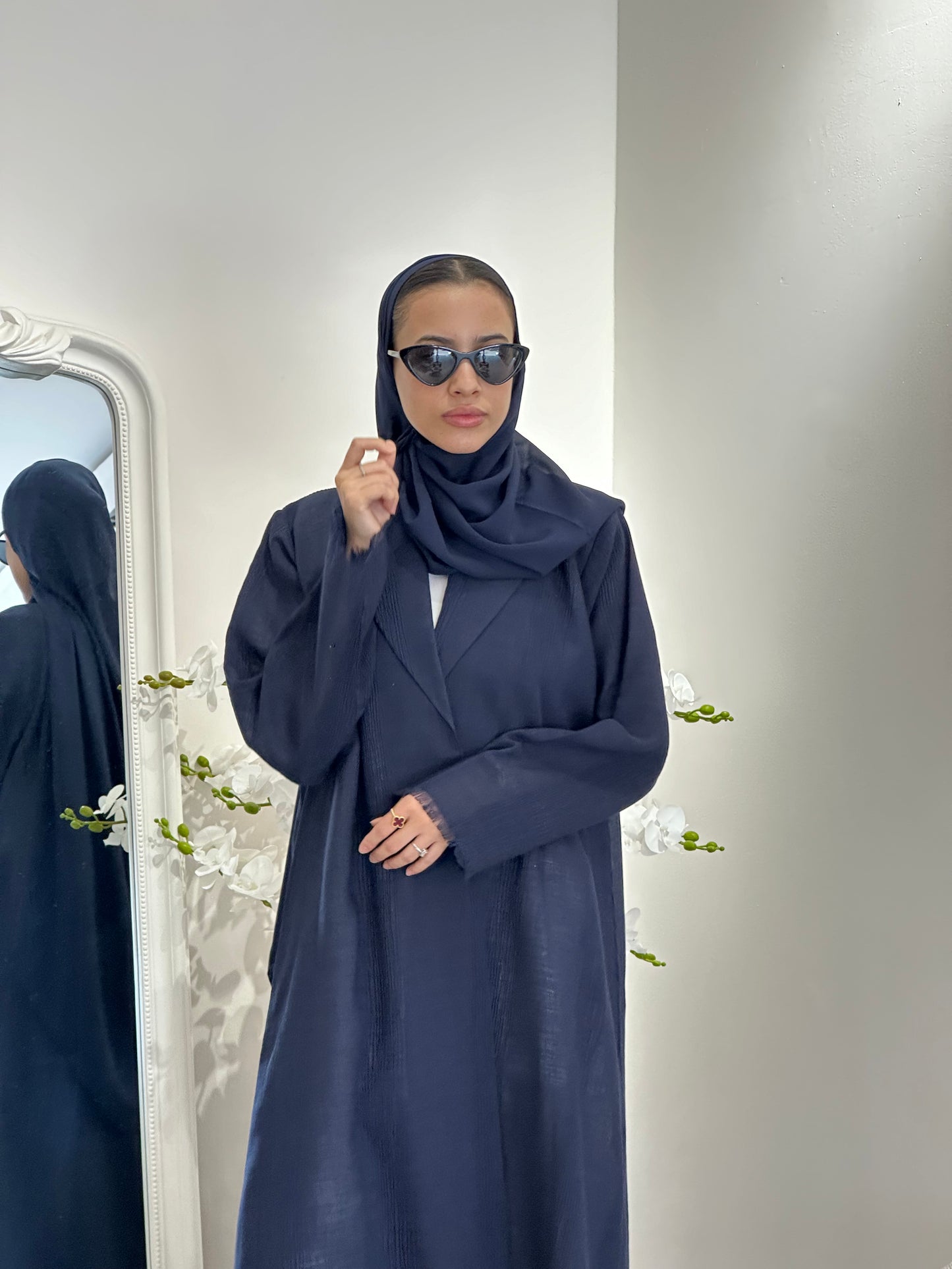 C 0368-03 Navy Blue Coat Abaya