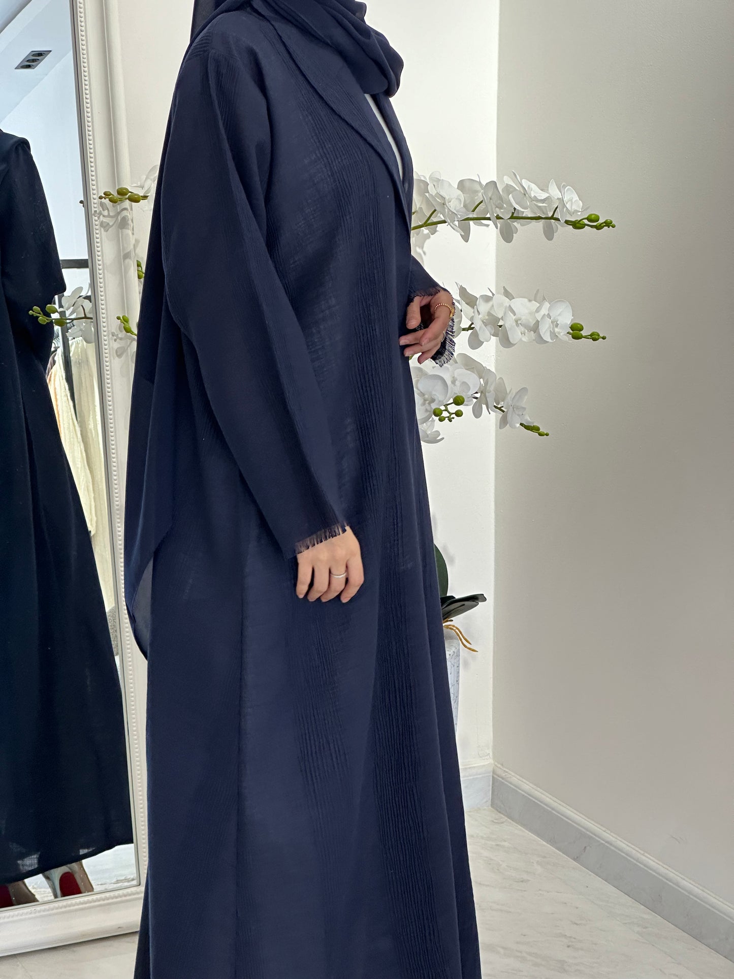 C 0368-03 Navy Blue Coat Abaya