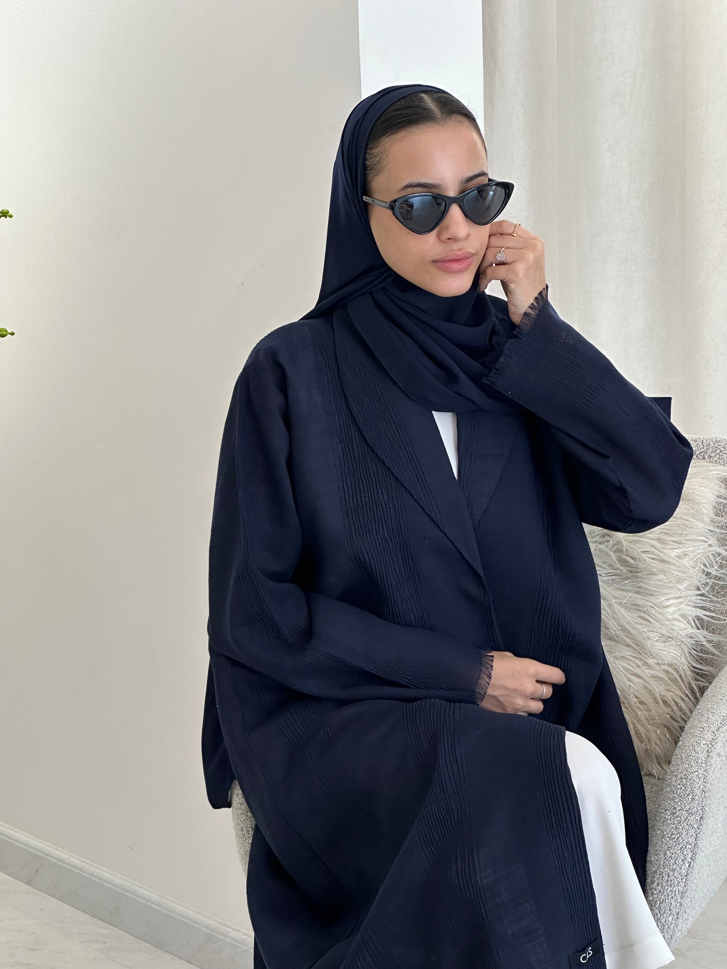 C 0368-03 Navy Blue Coat Abaya