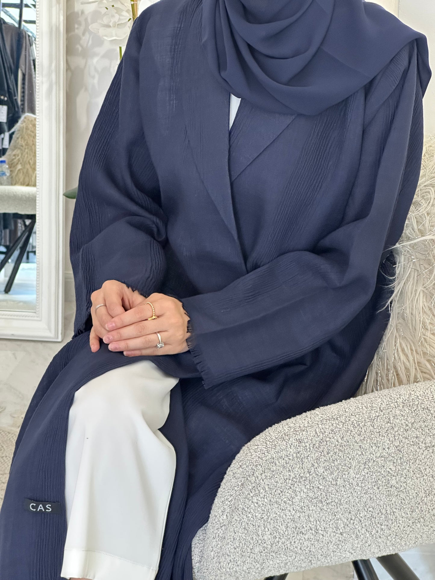 C 0368-03 Navy Blue Coat Abaya