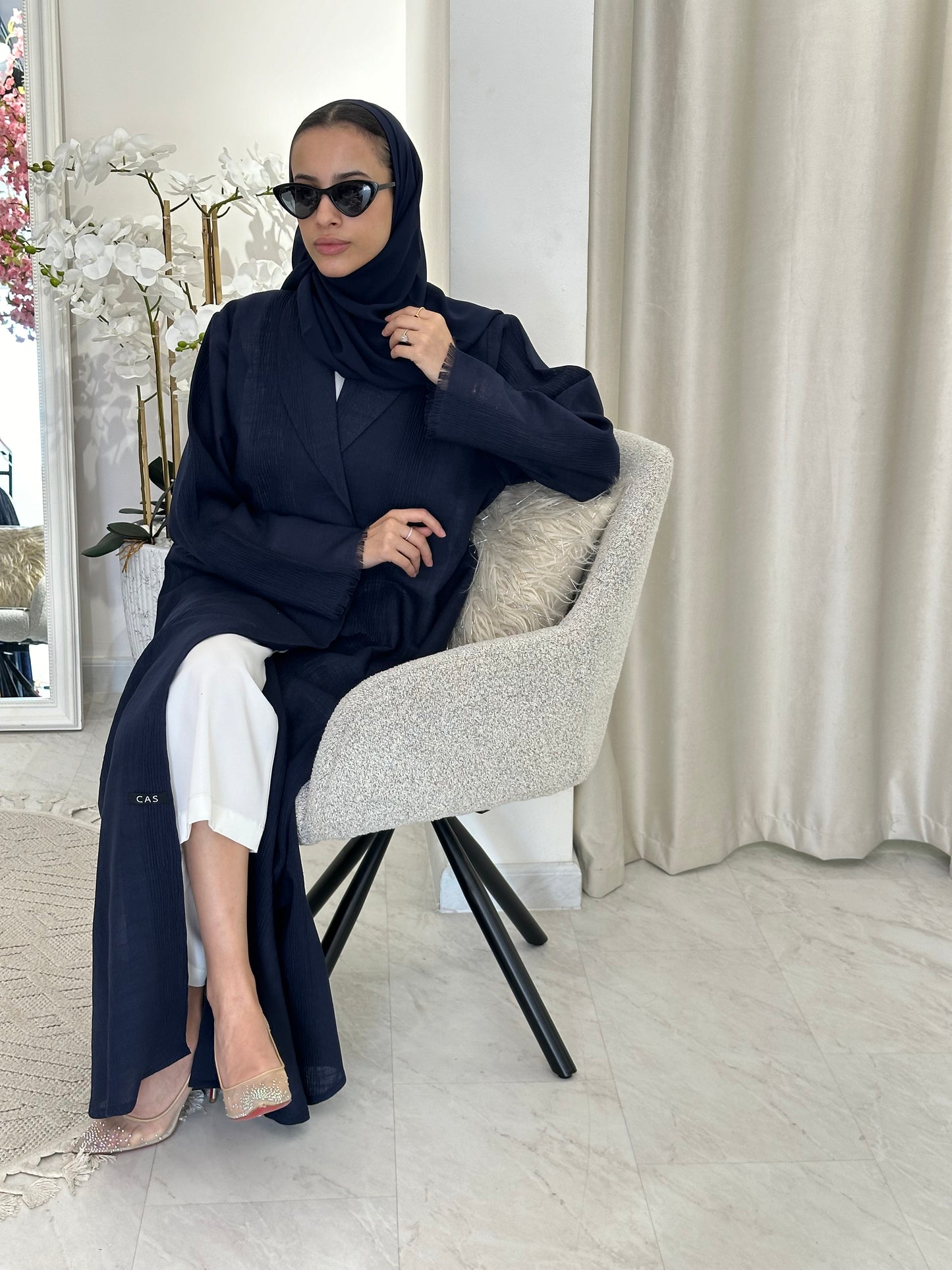 C 0368-03 Navy Blue Coat Abaya