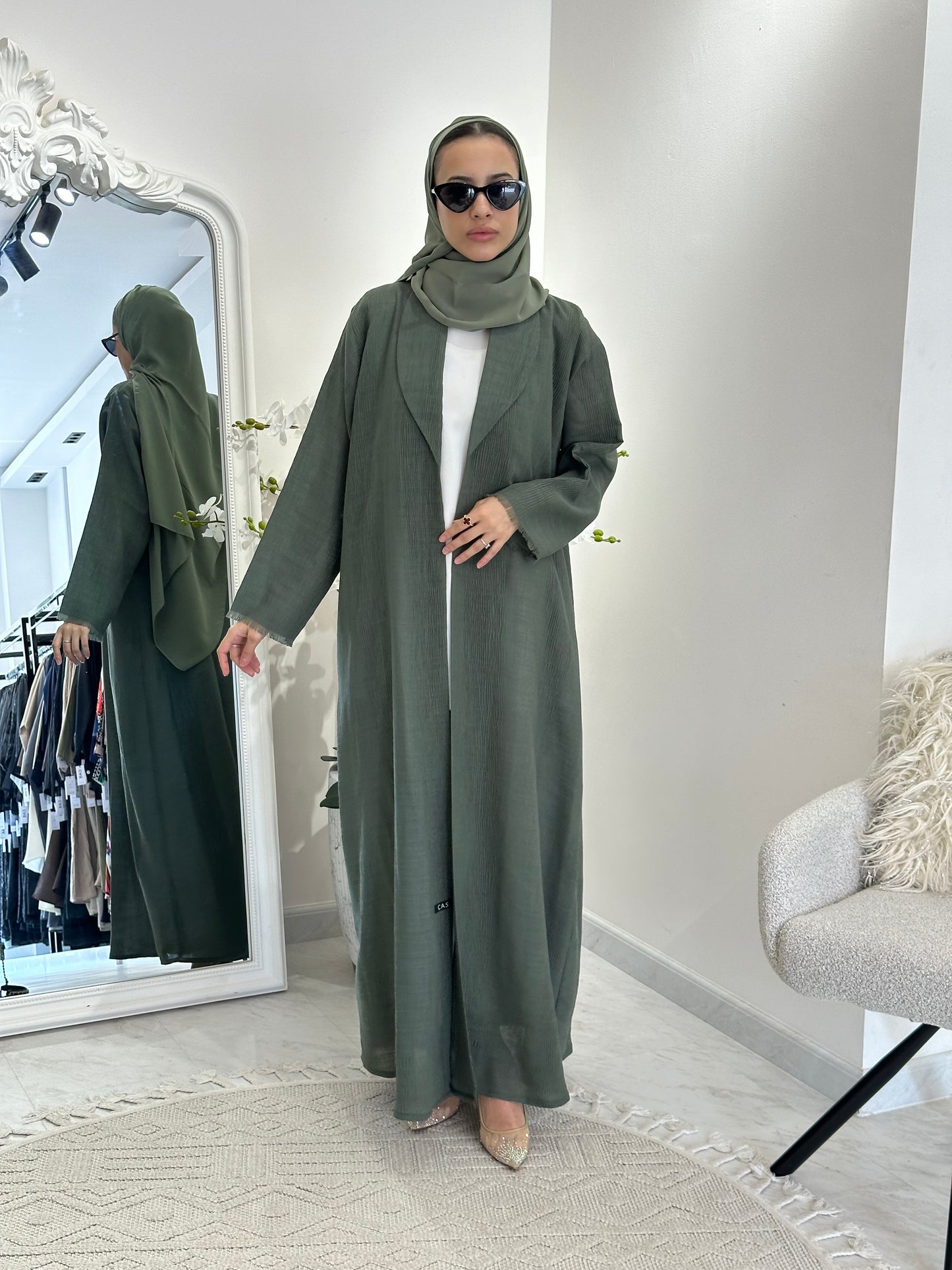 C 0368-02 Green Coat Abaya