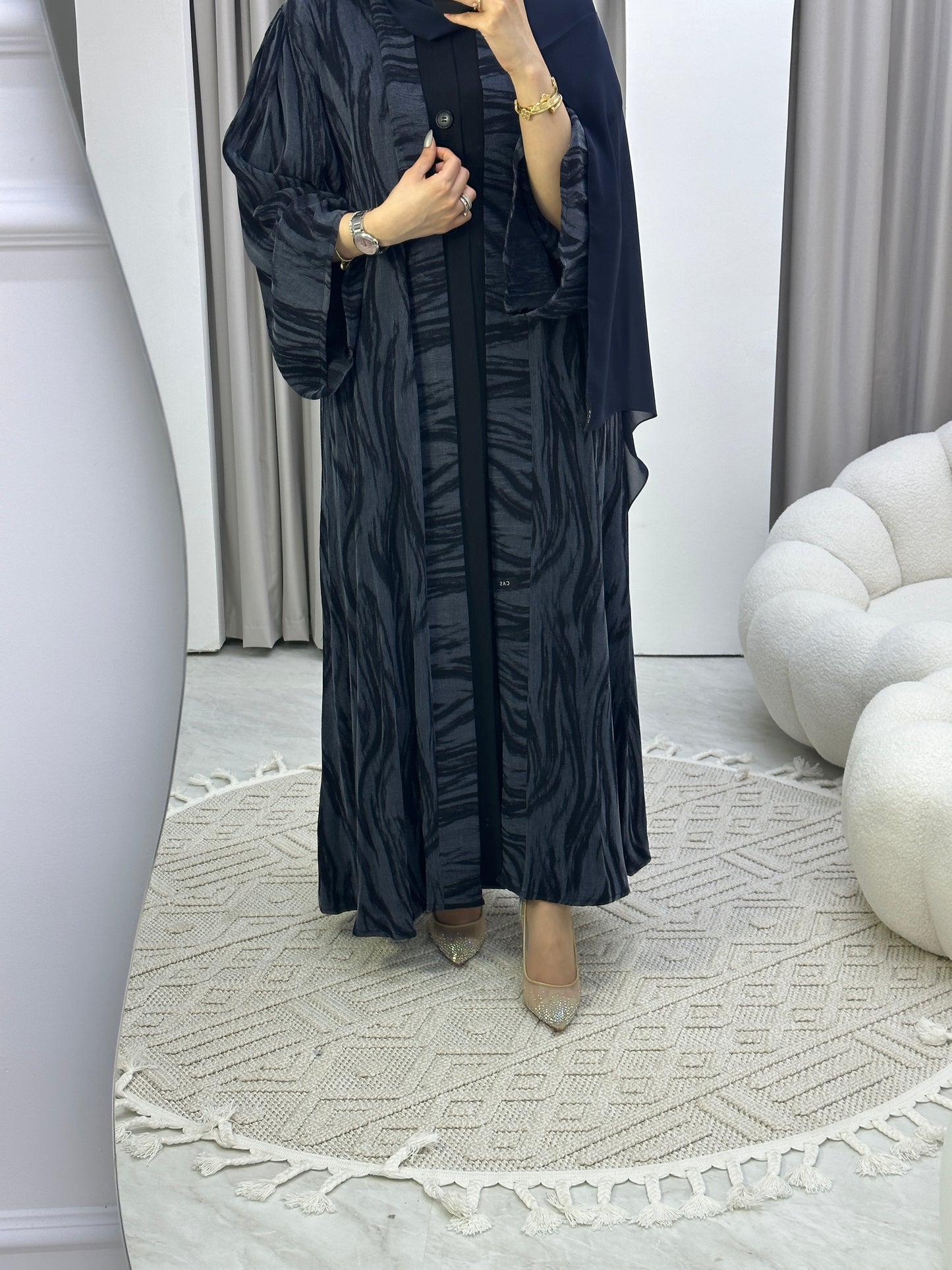 C Blue Swirl Premium Abaya