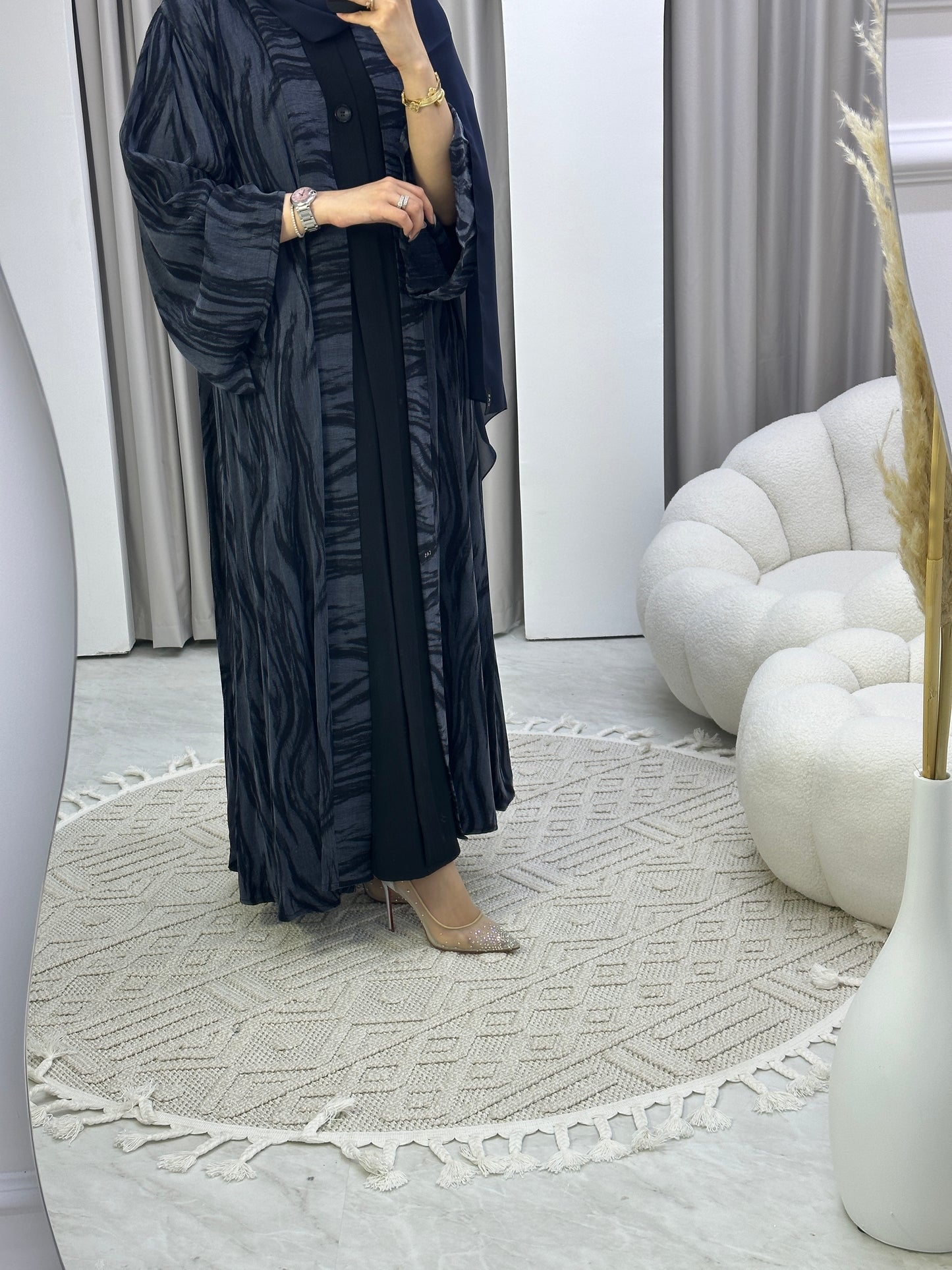 C Blue Swirl Premium Abaya