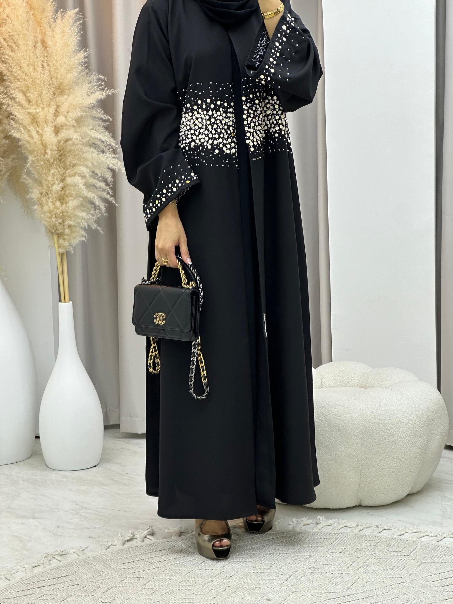 C 0187 Beaded Black Abaya