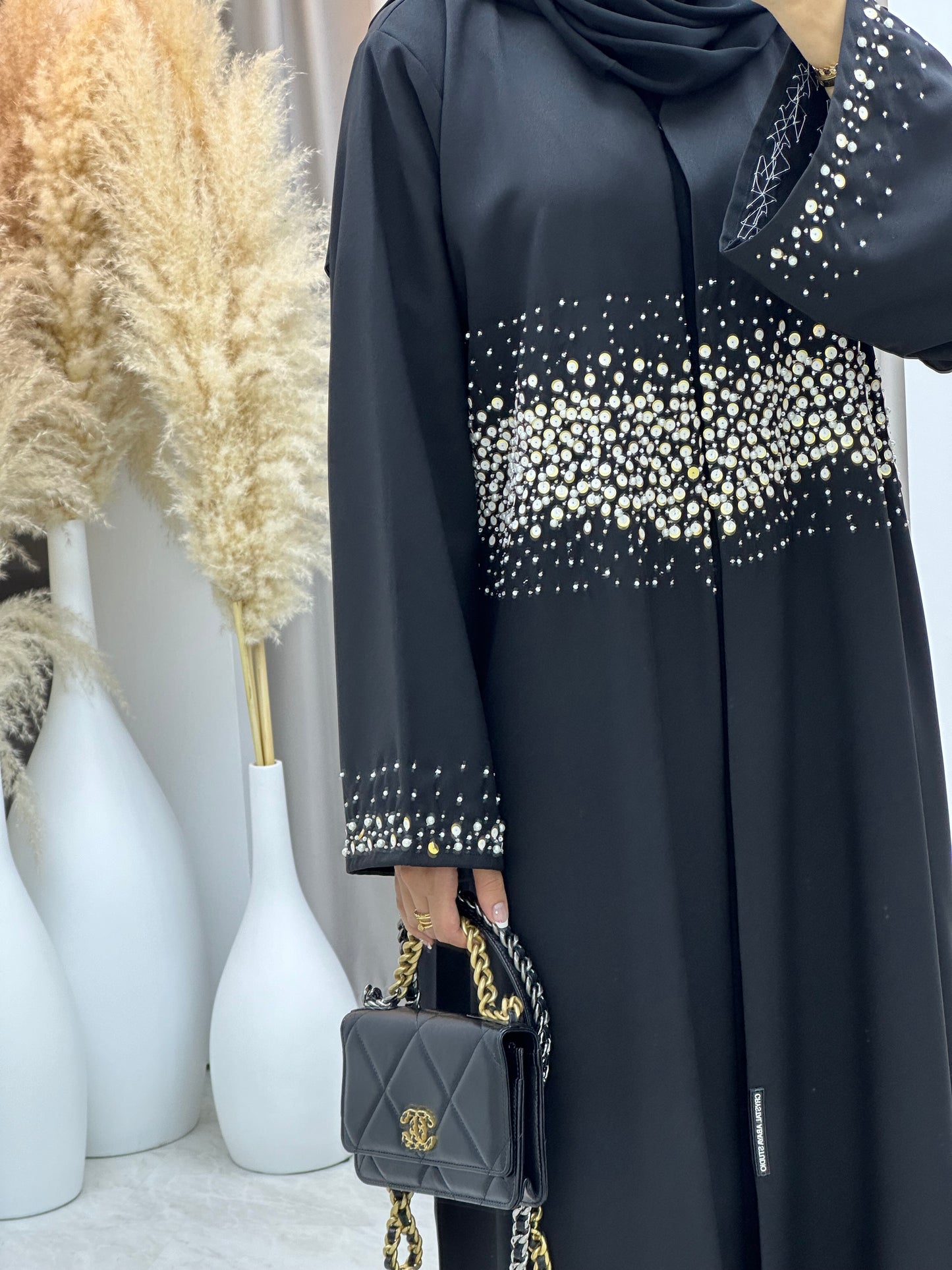 C 0187 Beaded Black Abaya