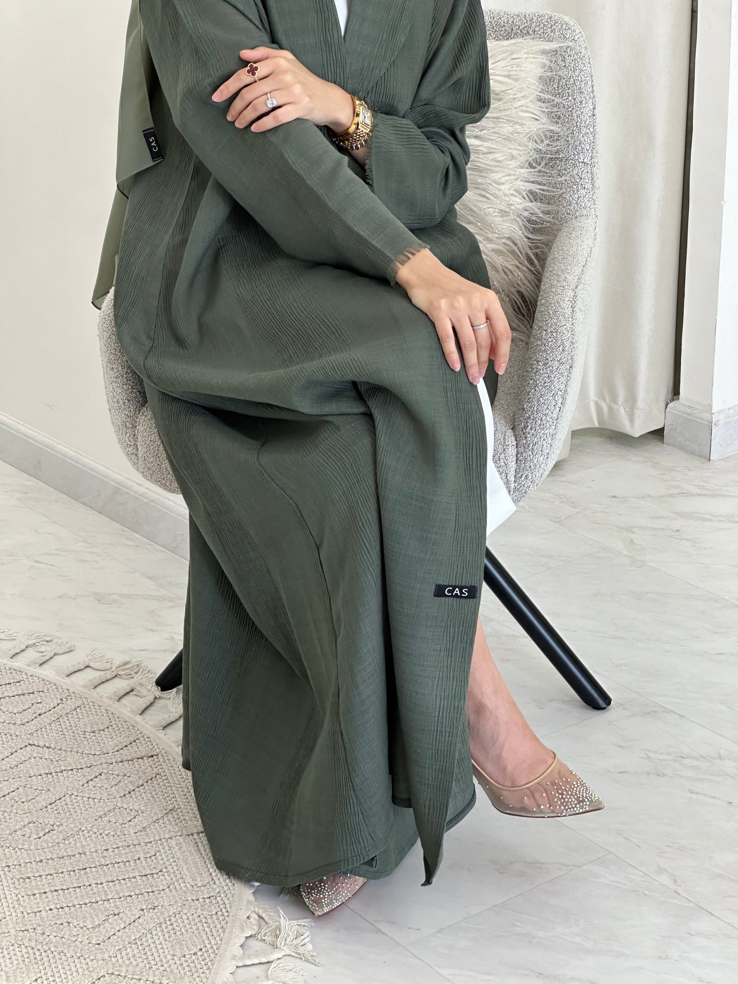 C 0368-02 Green Coat Abaya