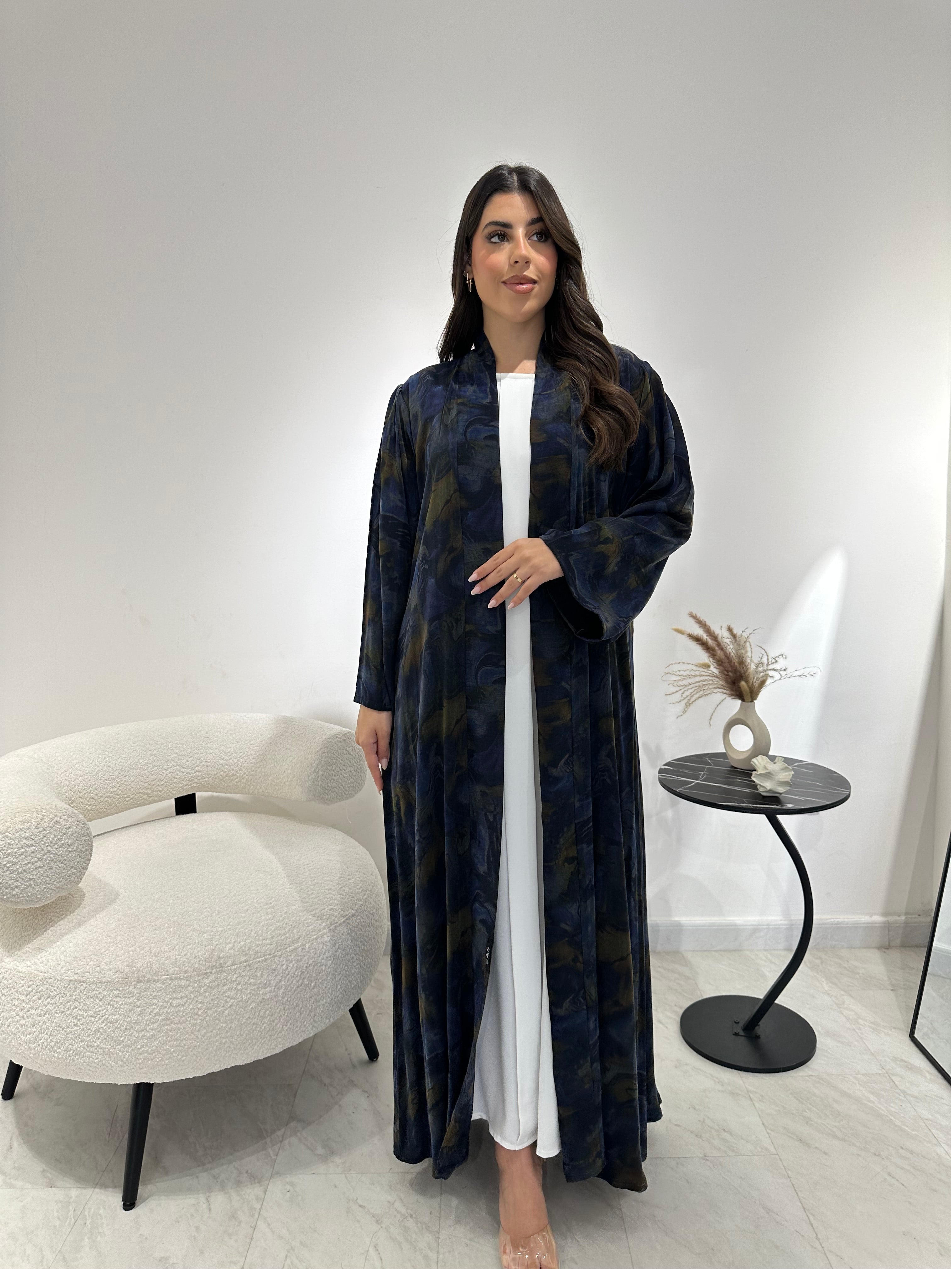 C 1348 Blue Gold Abaya