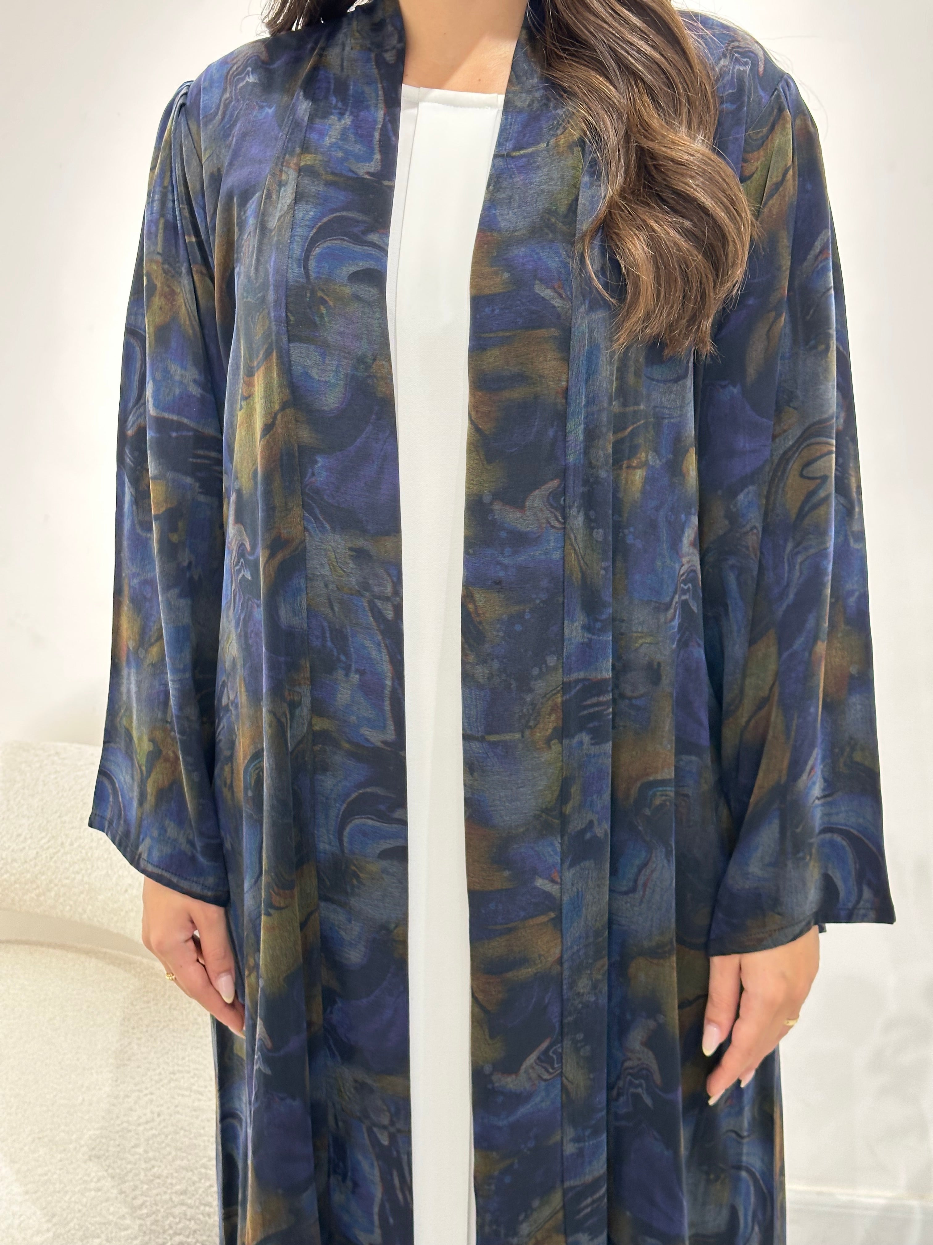 C 1348 Blue Gold Abaya