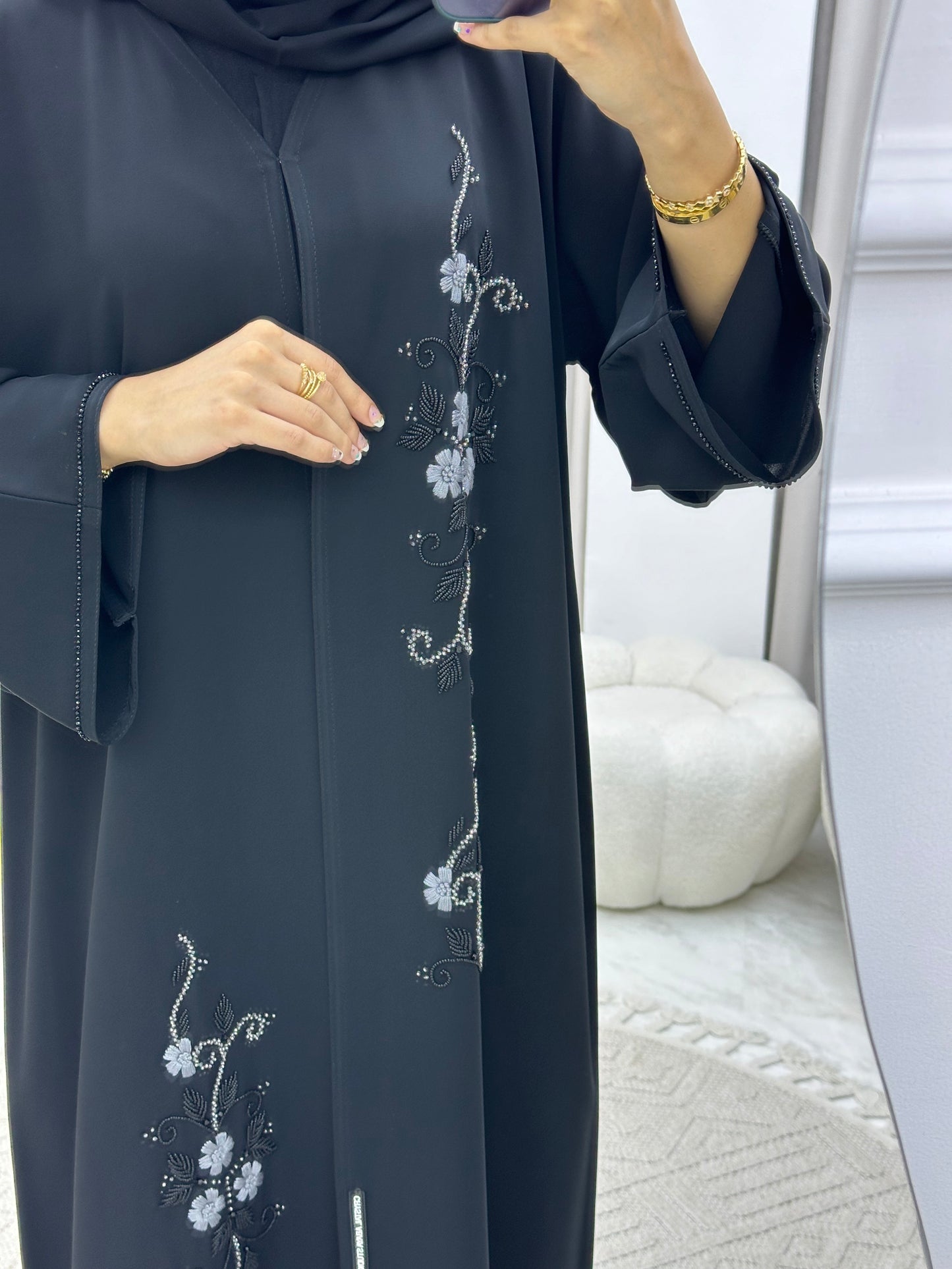 C 0186 Beaded Black Abaya