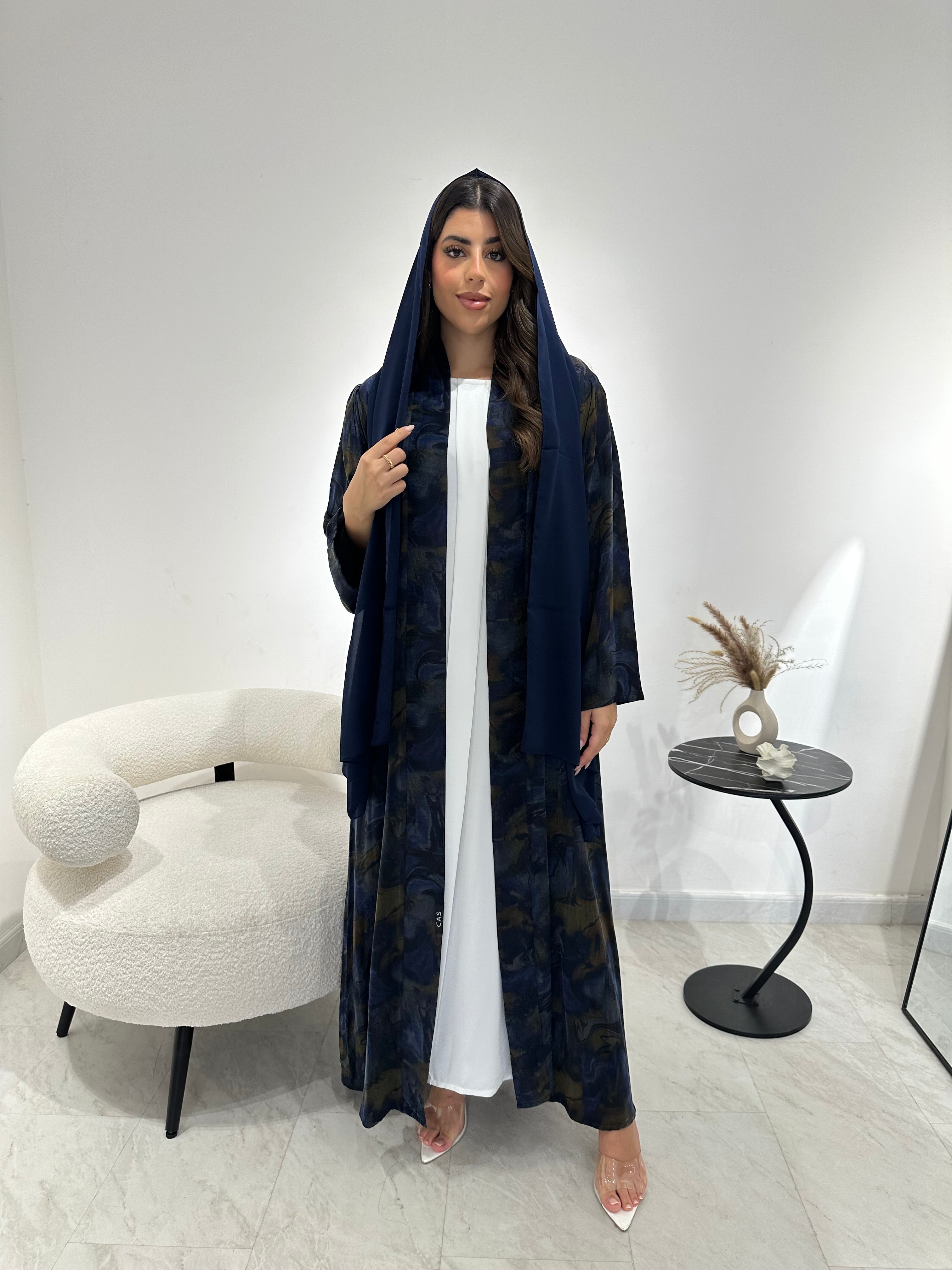 C 1348 Blue Gold Abaya