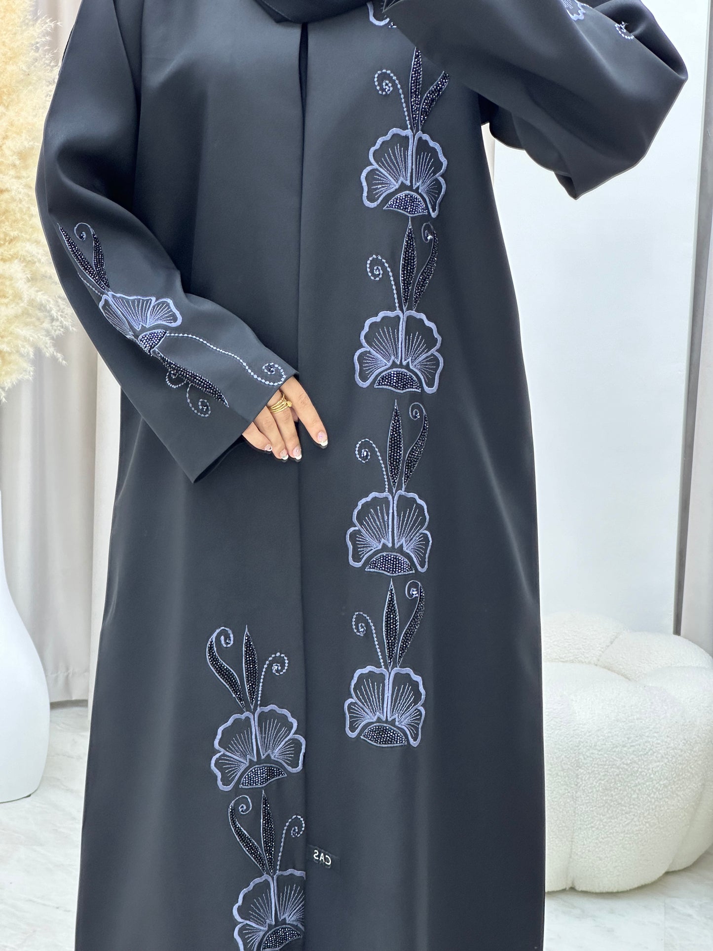 C 0188 Embroidery Black Abaya