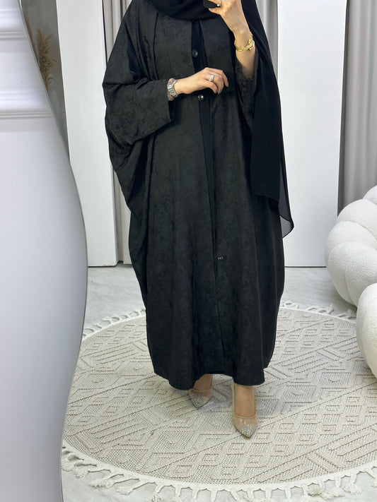 C Floral Black Bisht Abaya