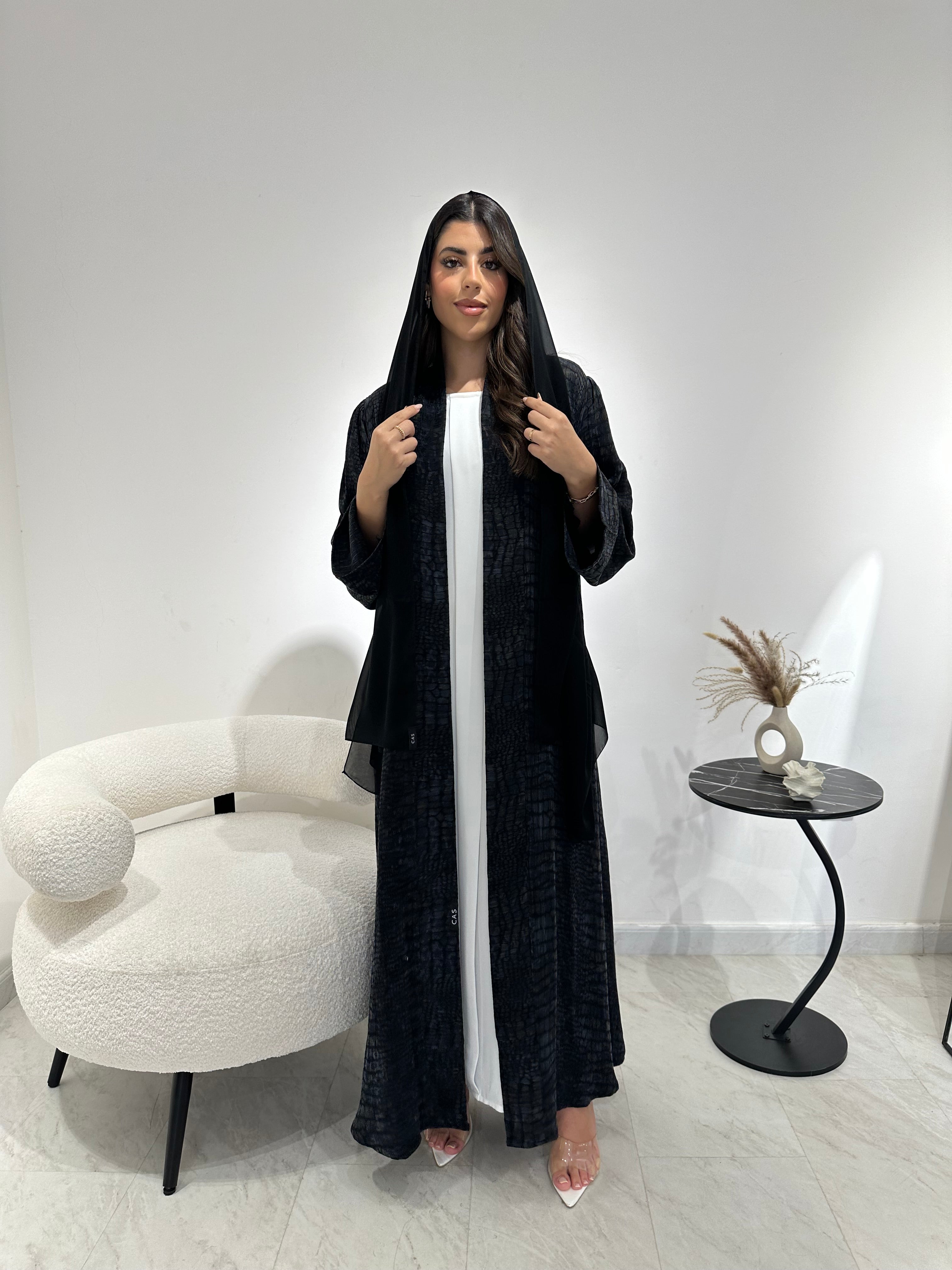C 1347 Grey black Abaya