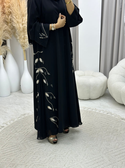 C 0190 Beaded Black Abaya