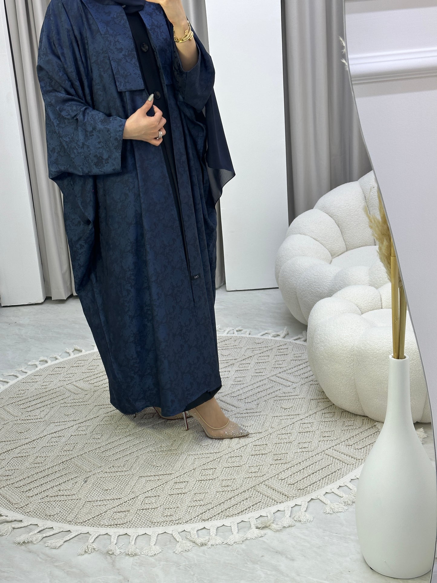 C Floral Blue Bisht Abaya