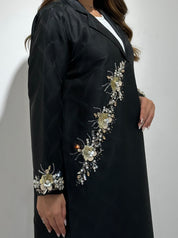 C 1584 Black Floral Beaded Abaya