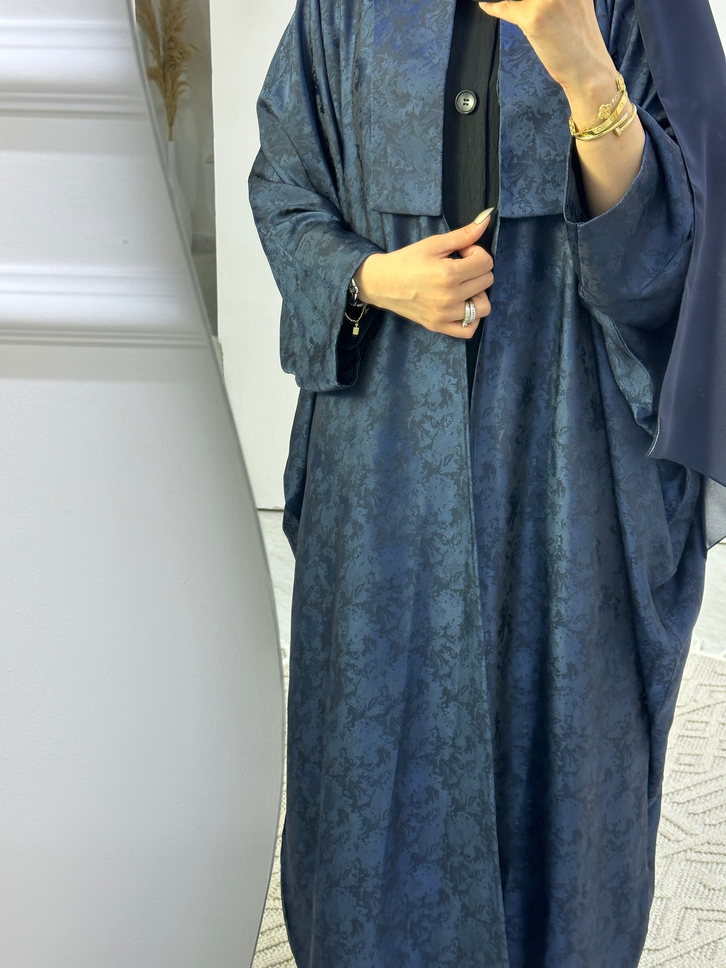 C Floral Blue Bisht Abaya