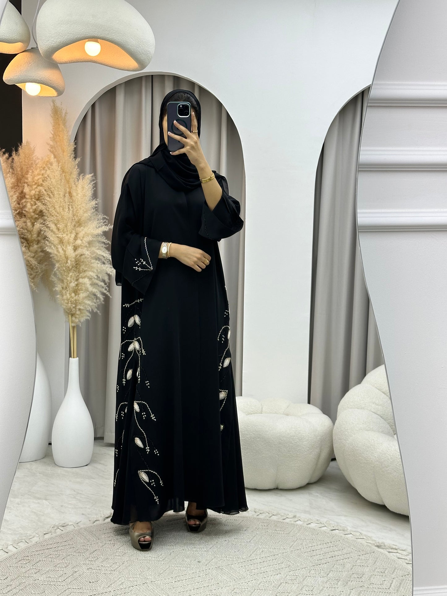 C 0190 Beaded Black Abaya