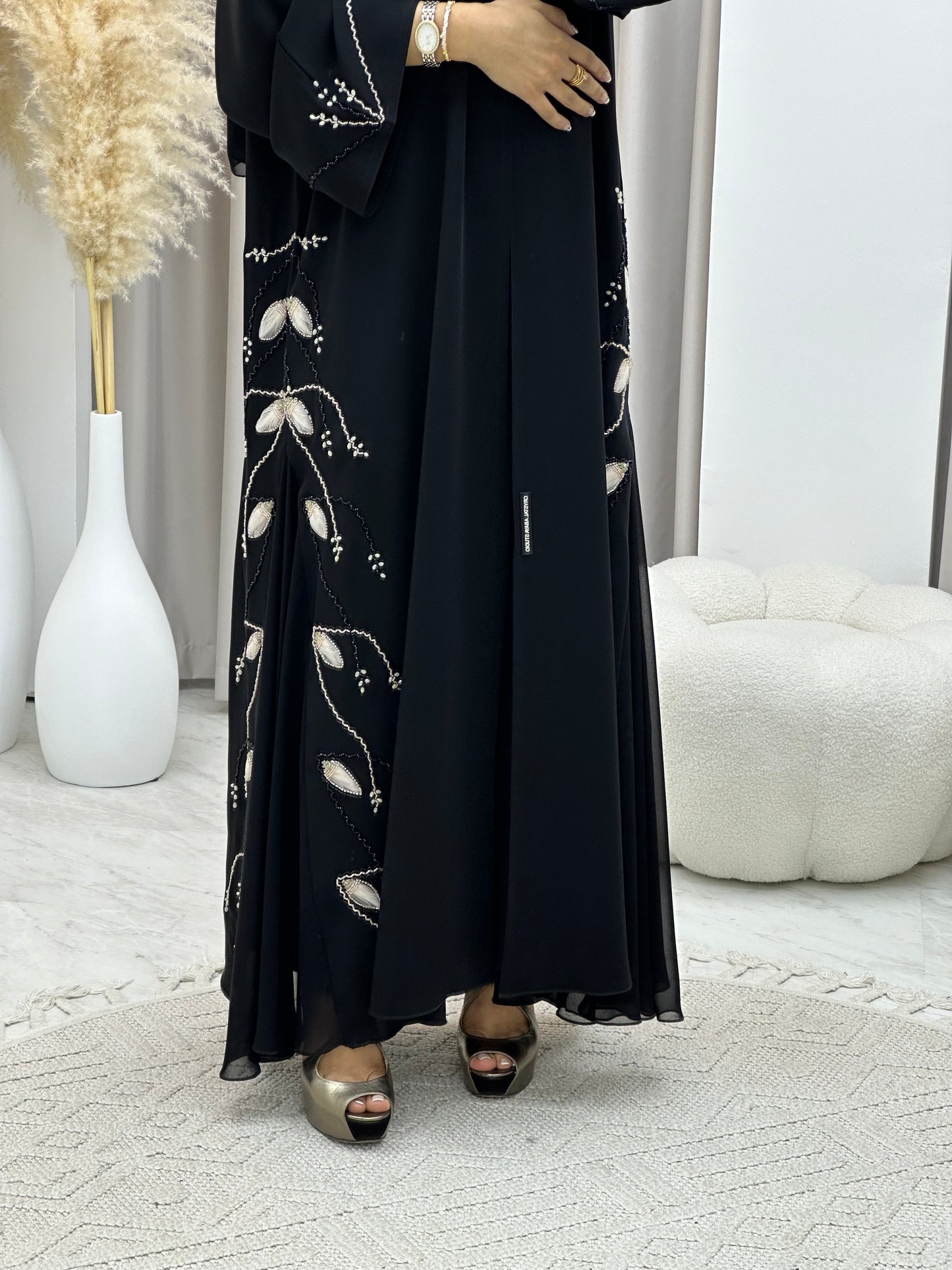 C 0190 Beaded Black Abaya