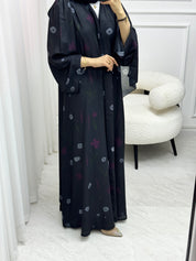C 1530 Black Floral Abaya