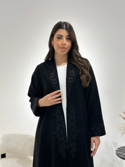 C 1349 Black Coat Beaded Abaya