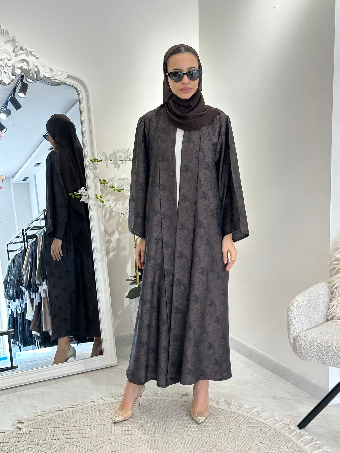 C 0370-02 Printed Brown Abaya