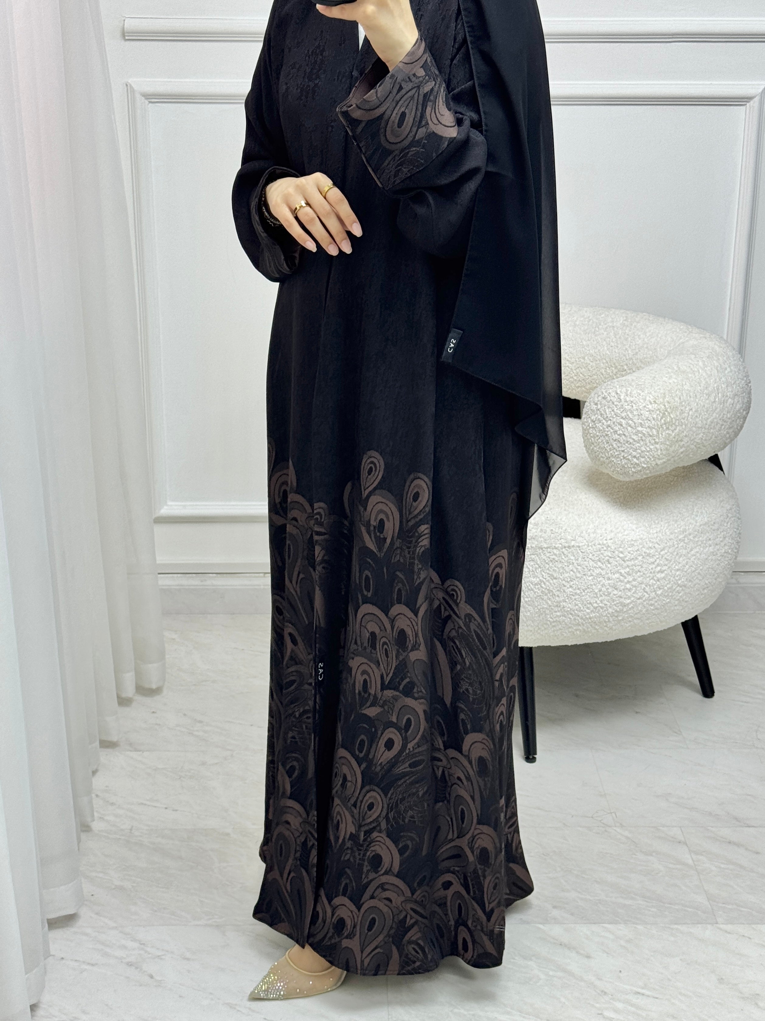 C 1532 Black Printed Abaya