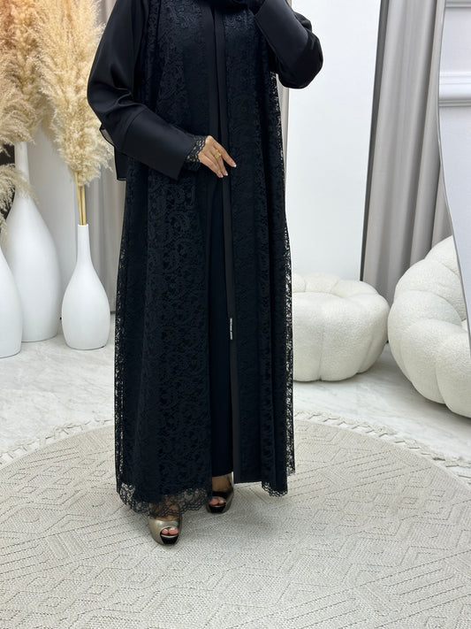 C RTW 0192 Dantel Black Abaya