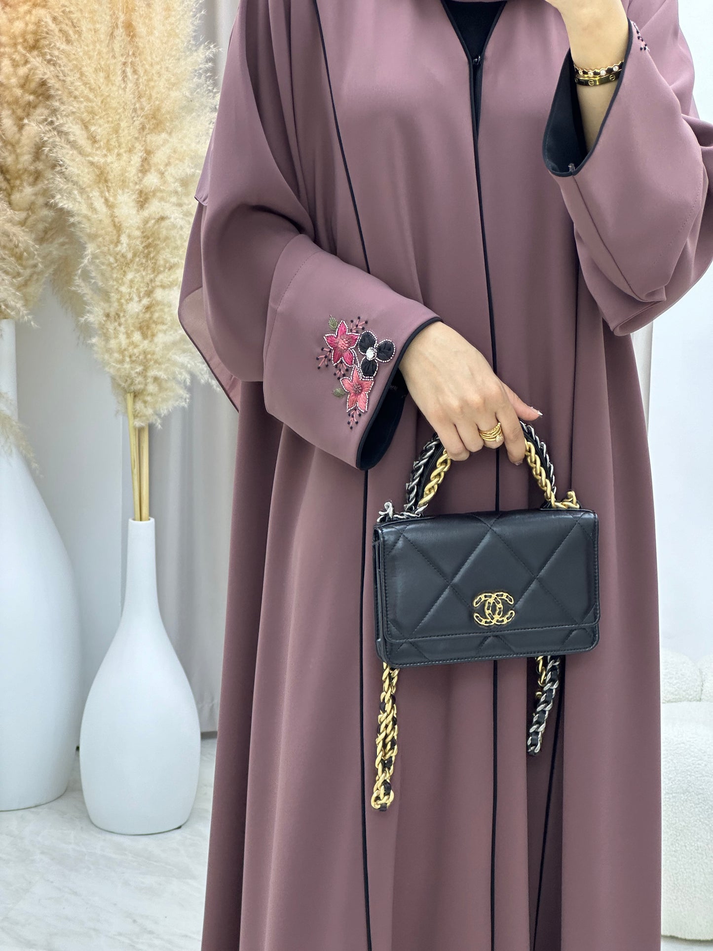 C 0193 Embroidery Purple Abaya