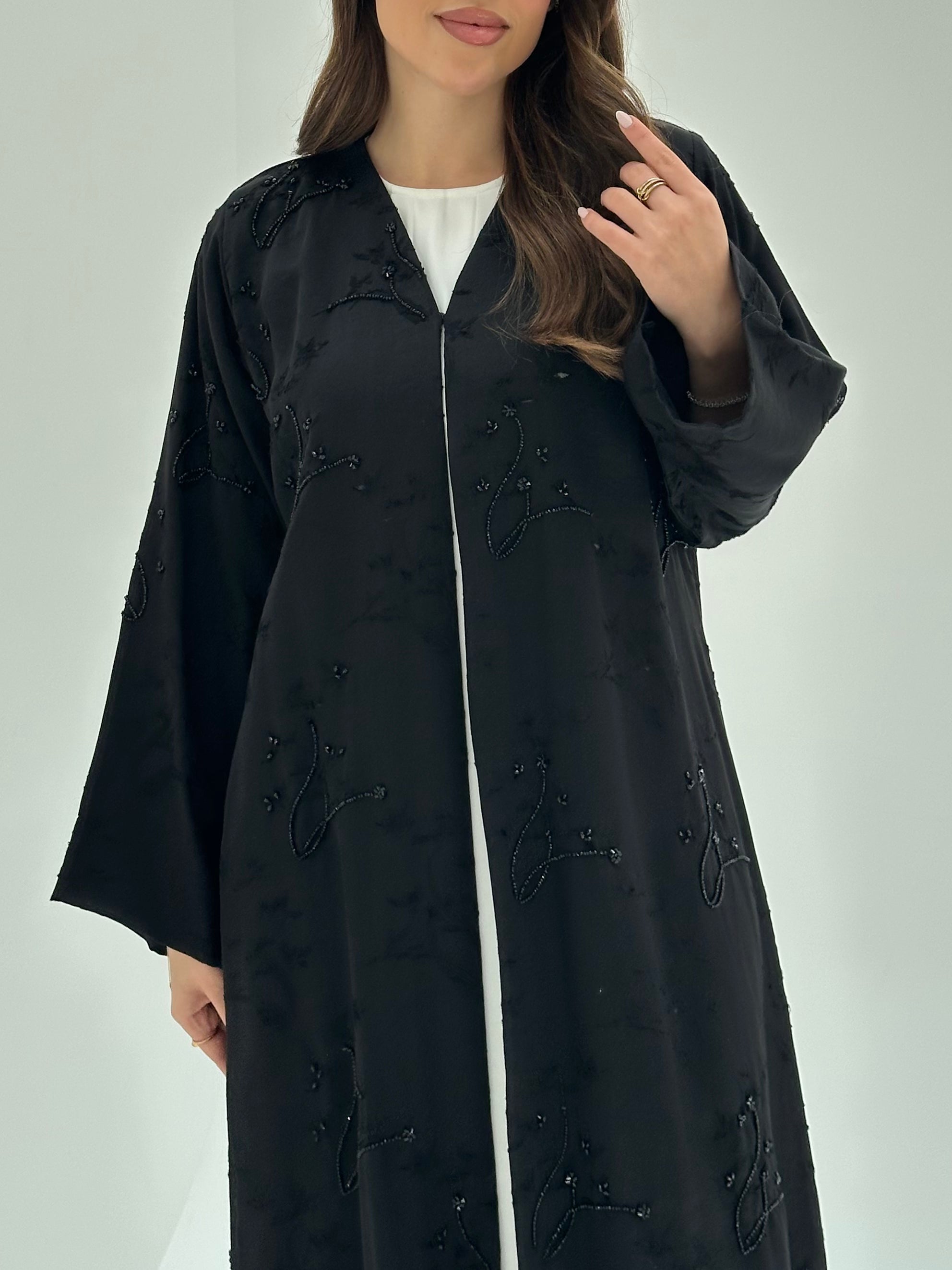 C 1856 Black Beaded Abaya