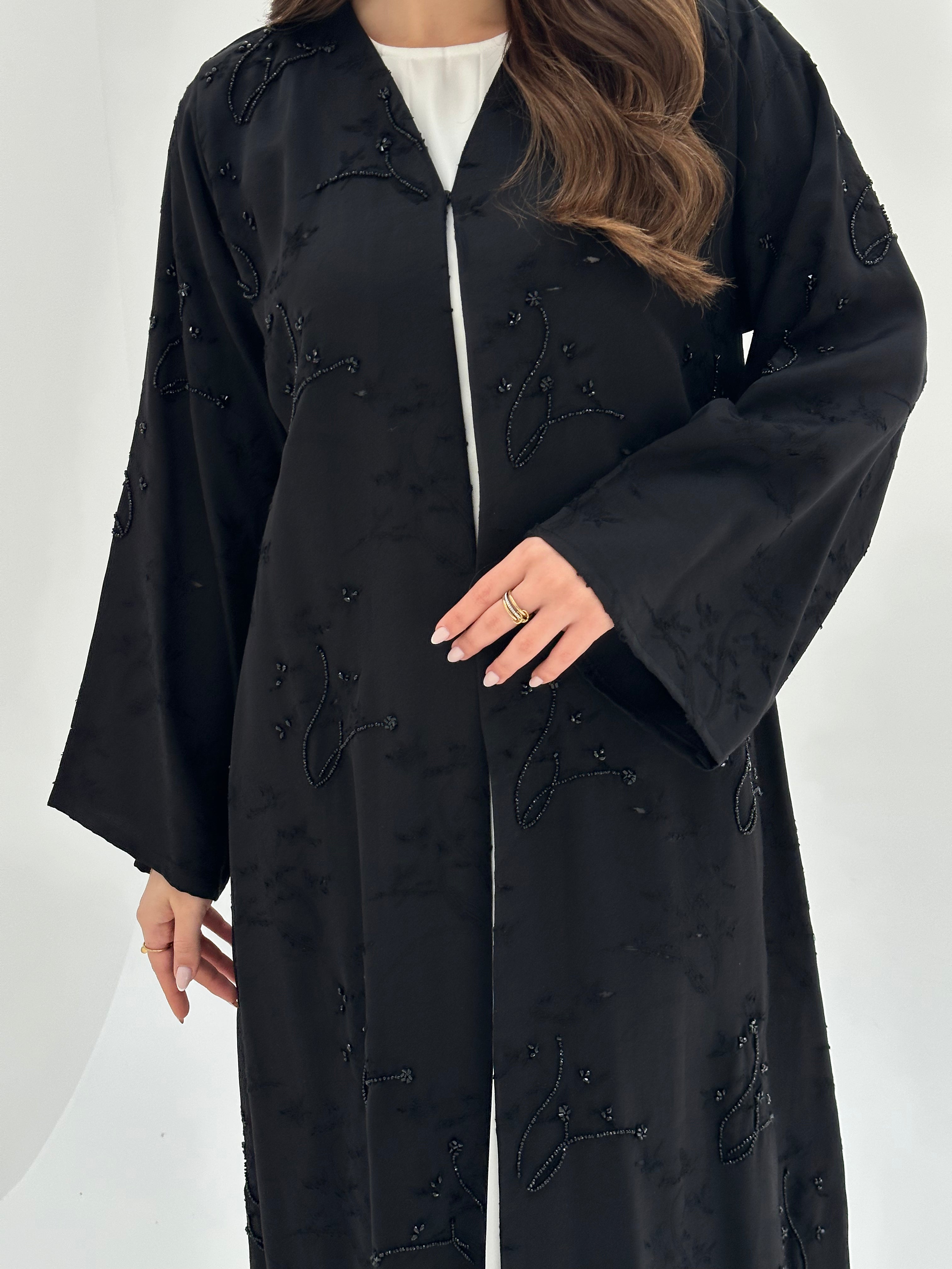 C 1856 Black Beaded Abaya