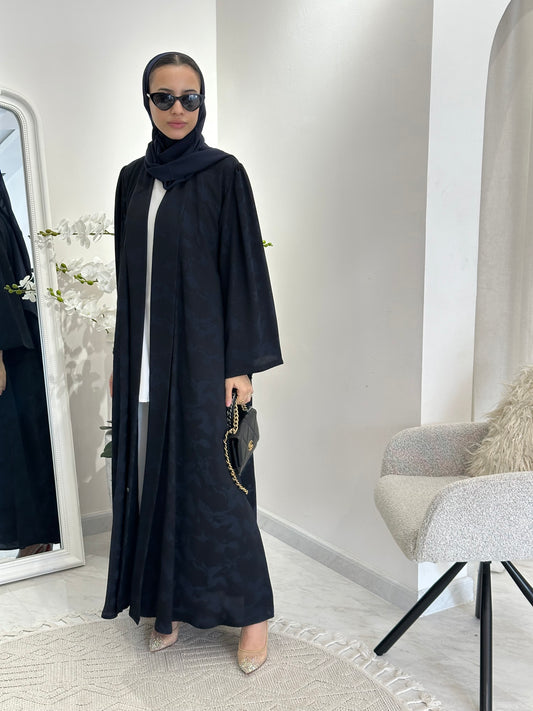 C 0367-03 Navy Blue Army Printed Abaya