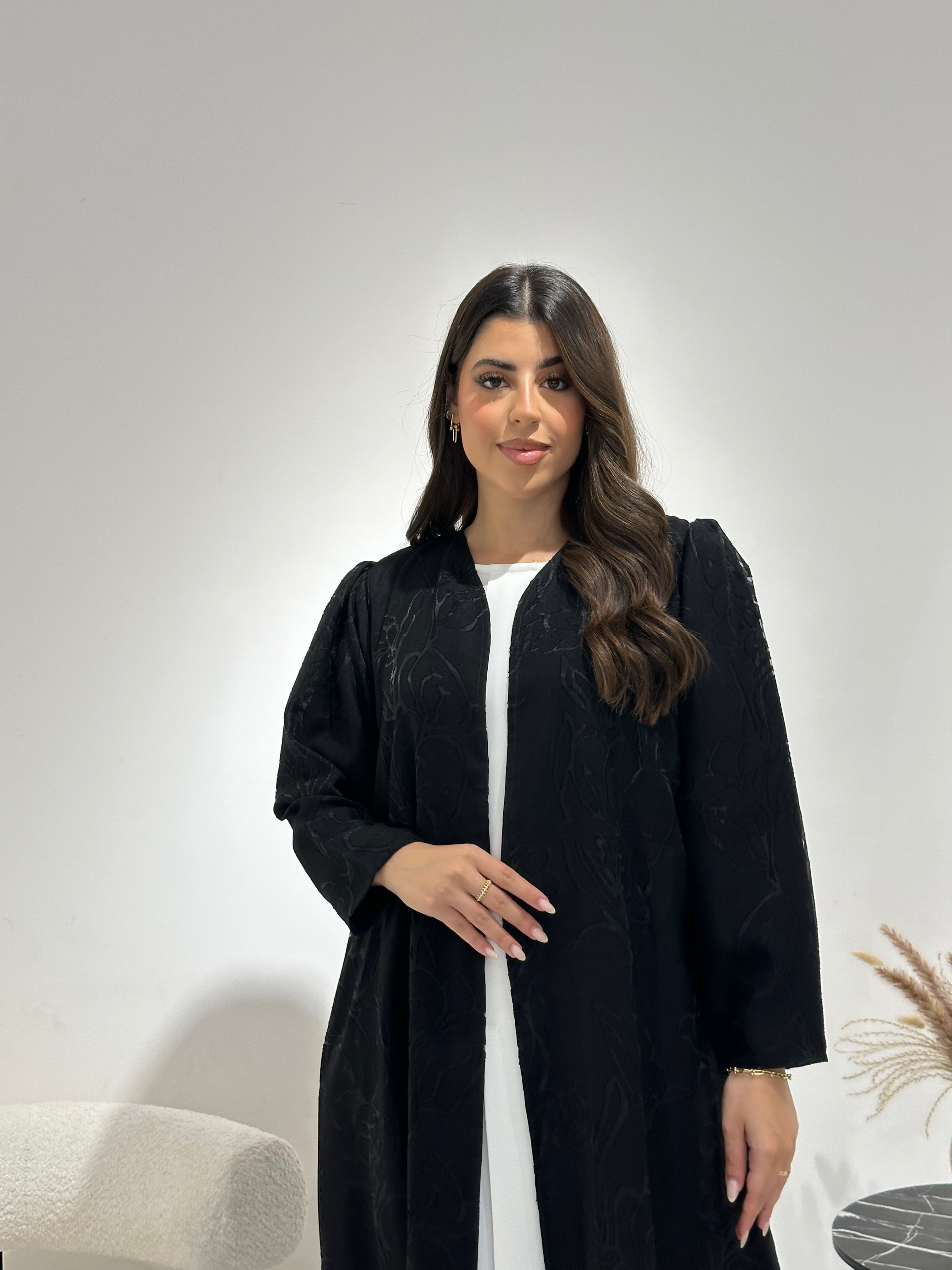 C 1353 Black Floral Abaya